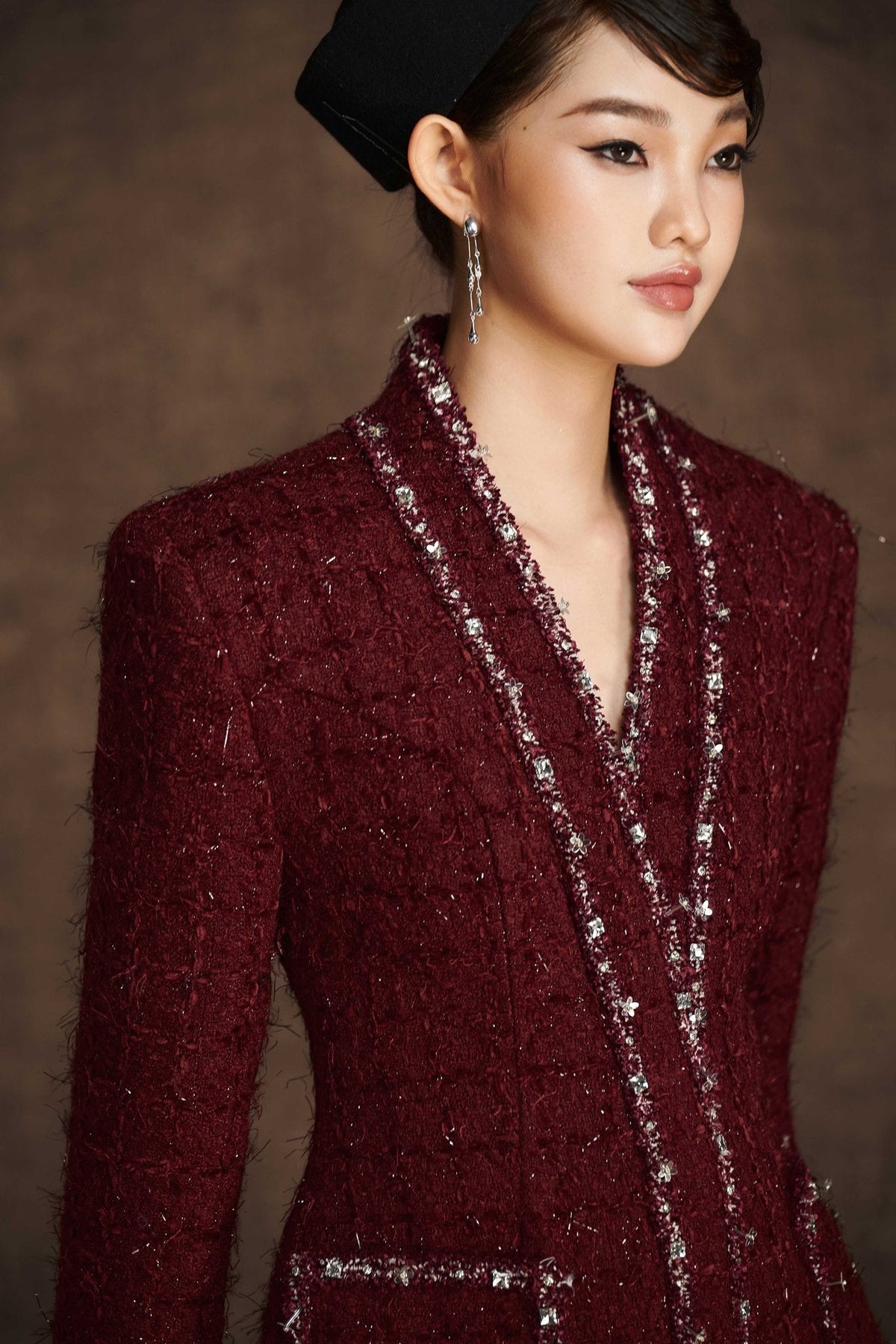 Red Embroidered Skirt by Keira Tong