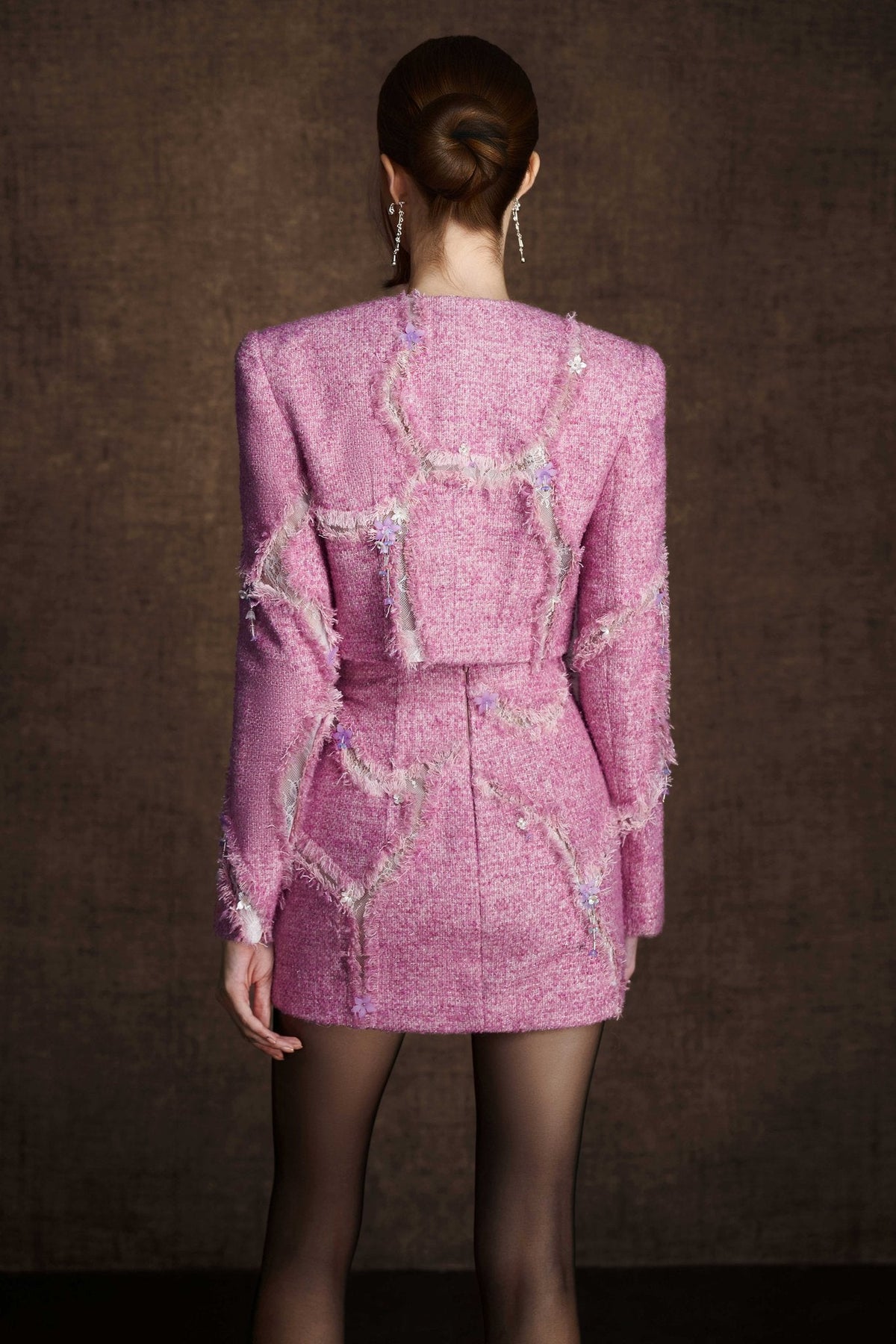 Pink Rifted Crop Blazer by Keira Tong