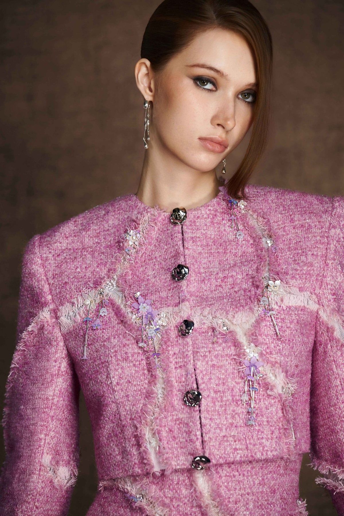 Pink Rifted Crop Blazer by Keira Tong