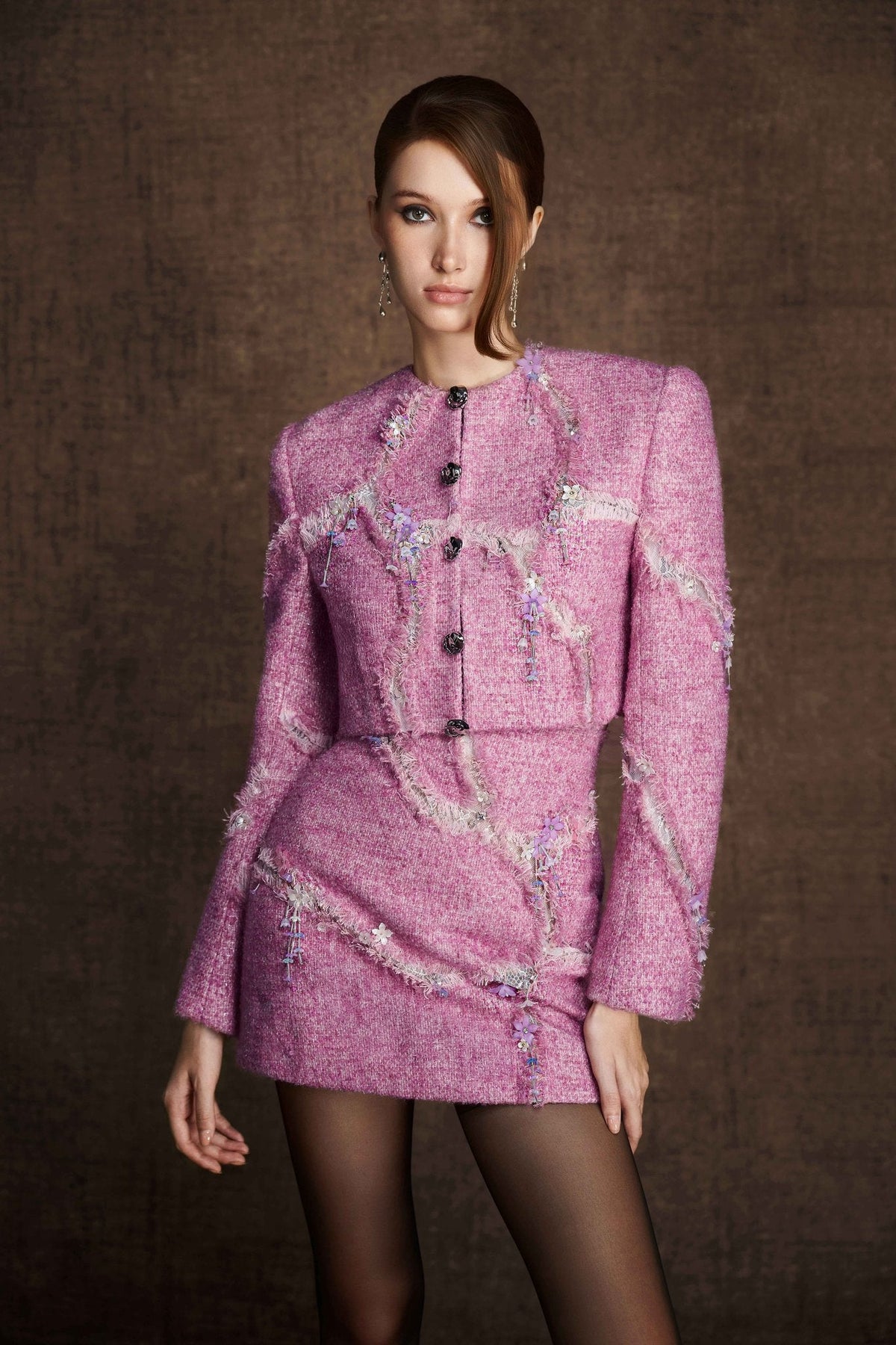 Pink Rifted Crop Blazer by Keira Tong