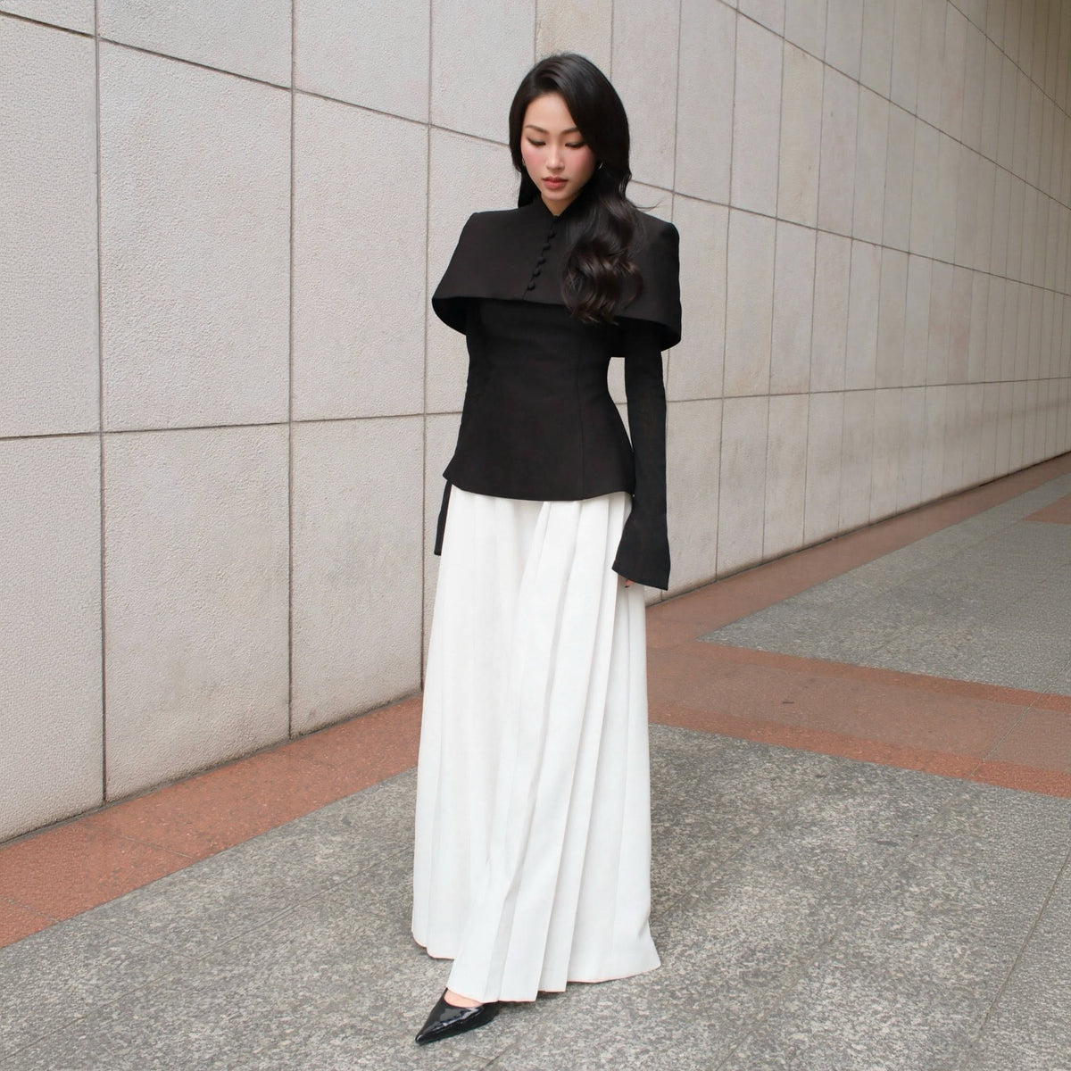 Button Collar Cape by Keira Tong