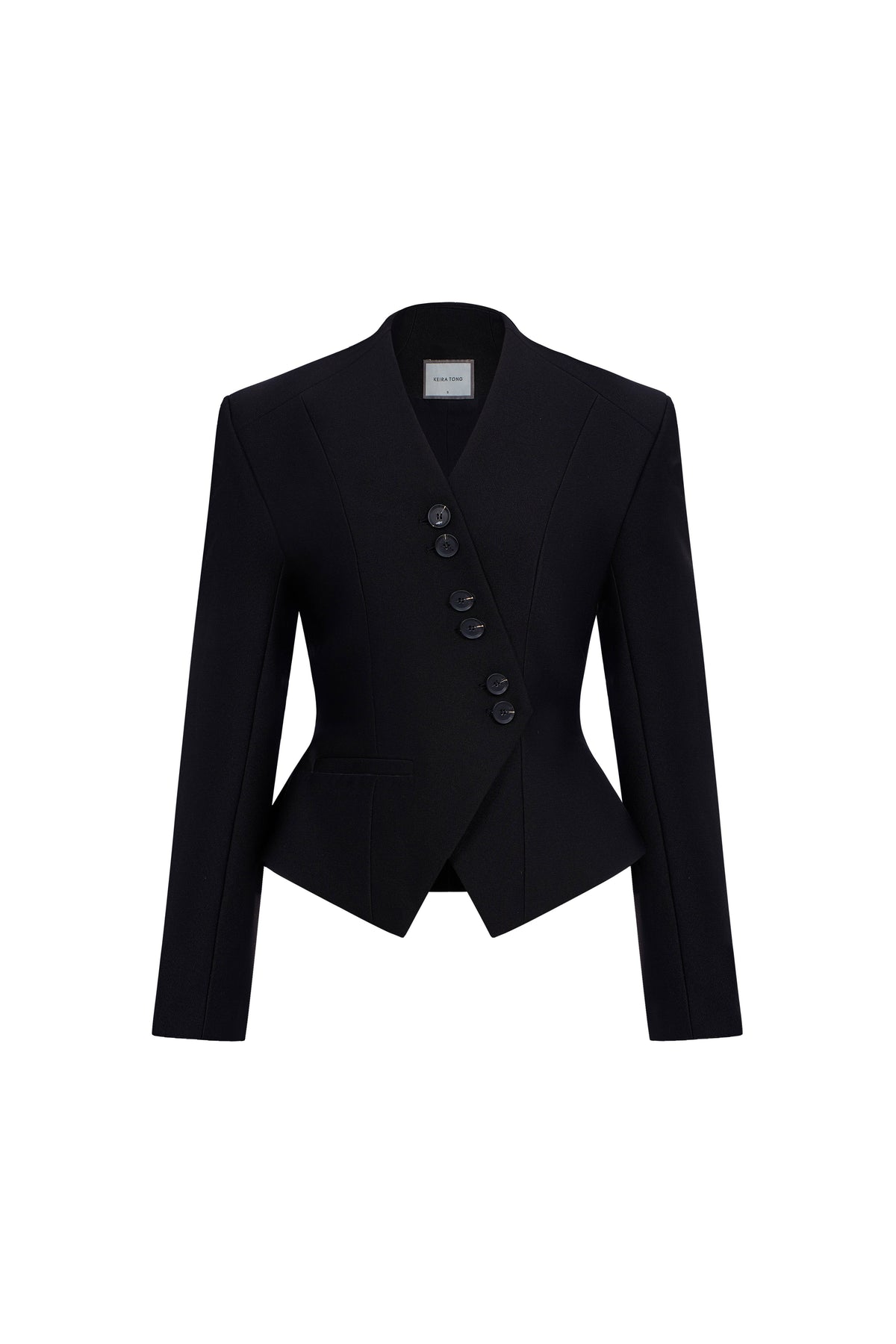 Black Pointed Wrap Blazer by Keira Tong