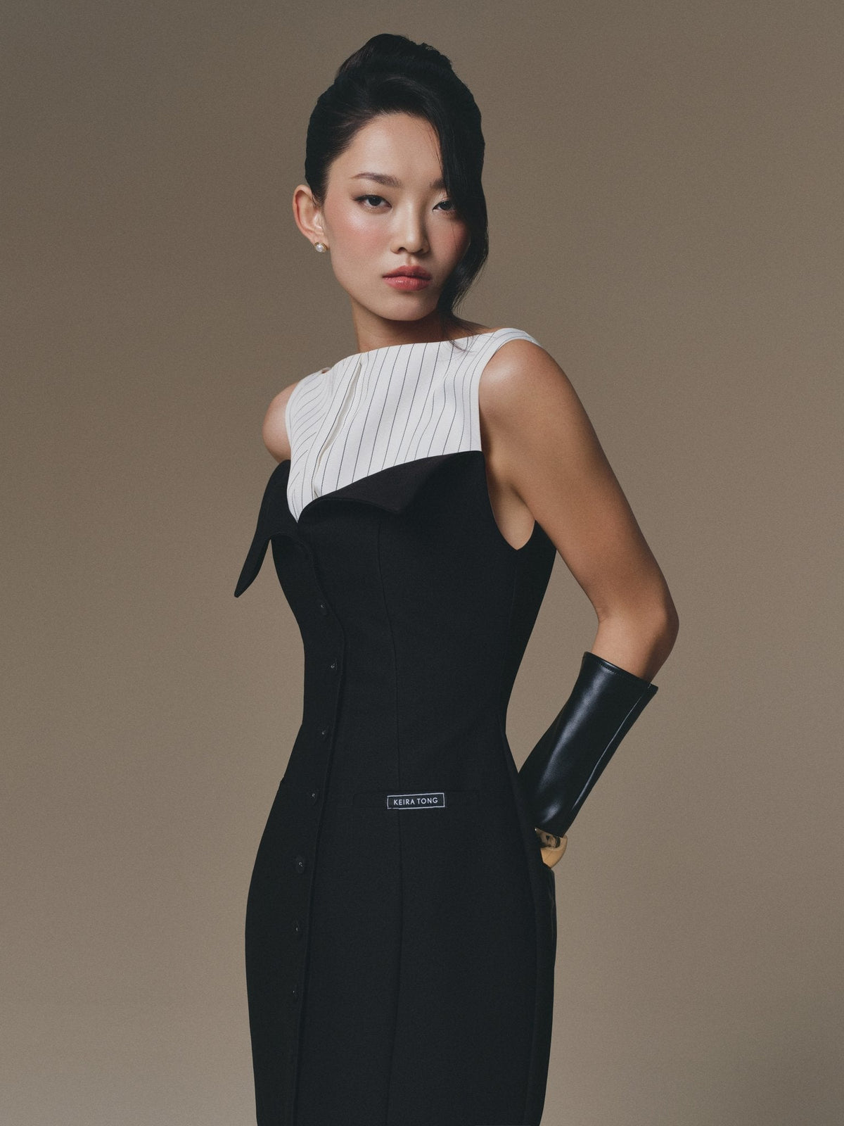 Black Flipped-Bust Panel Dress by Keira Tong