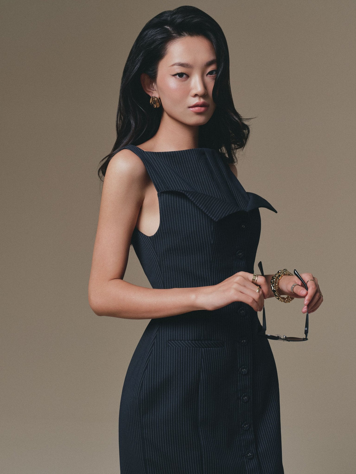 Blue Flipped-Bust Panel Dress by Keira Tong