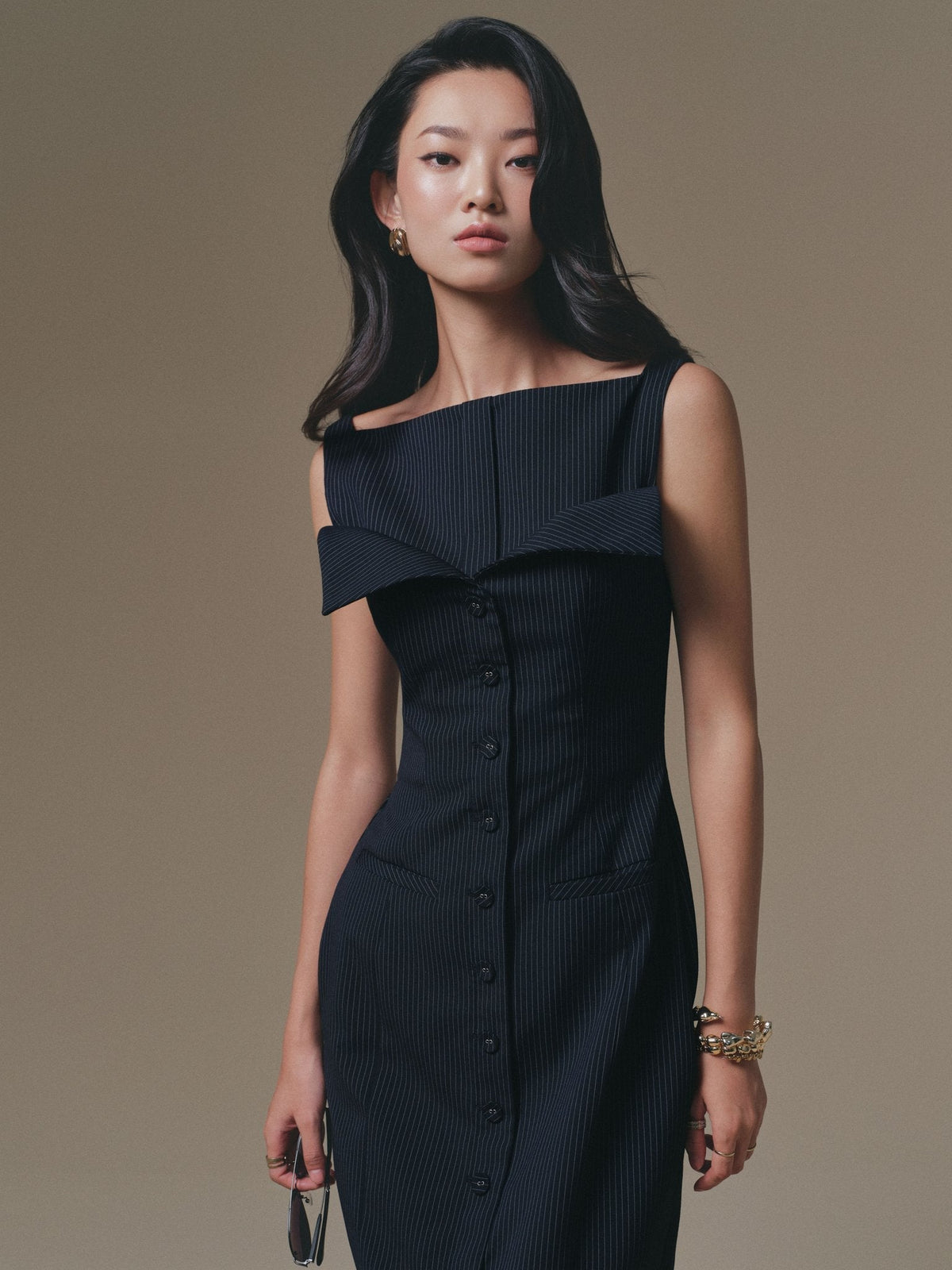 Blue Flipped-Bust Panel Dress by Keira Tong