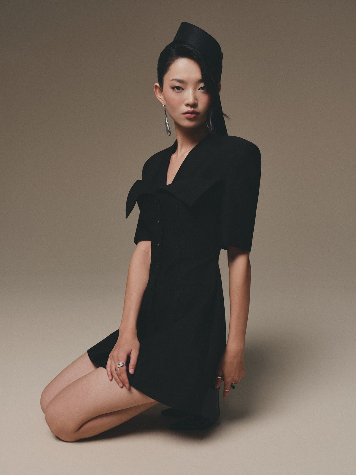 Black Flipped-Bust Mini Dress by Keira Tong