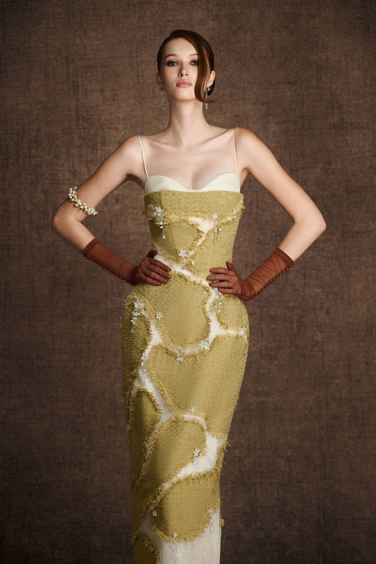 Green Rifted Pencil Dress by Keira Tong