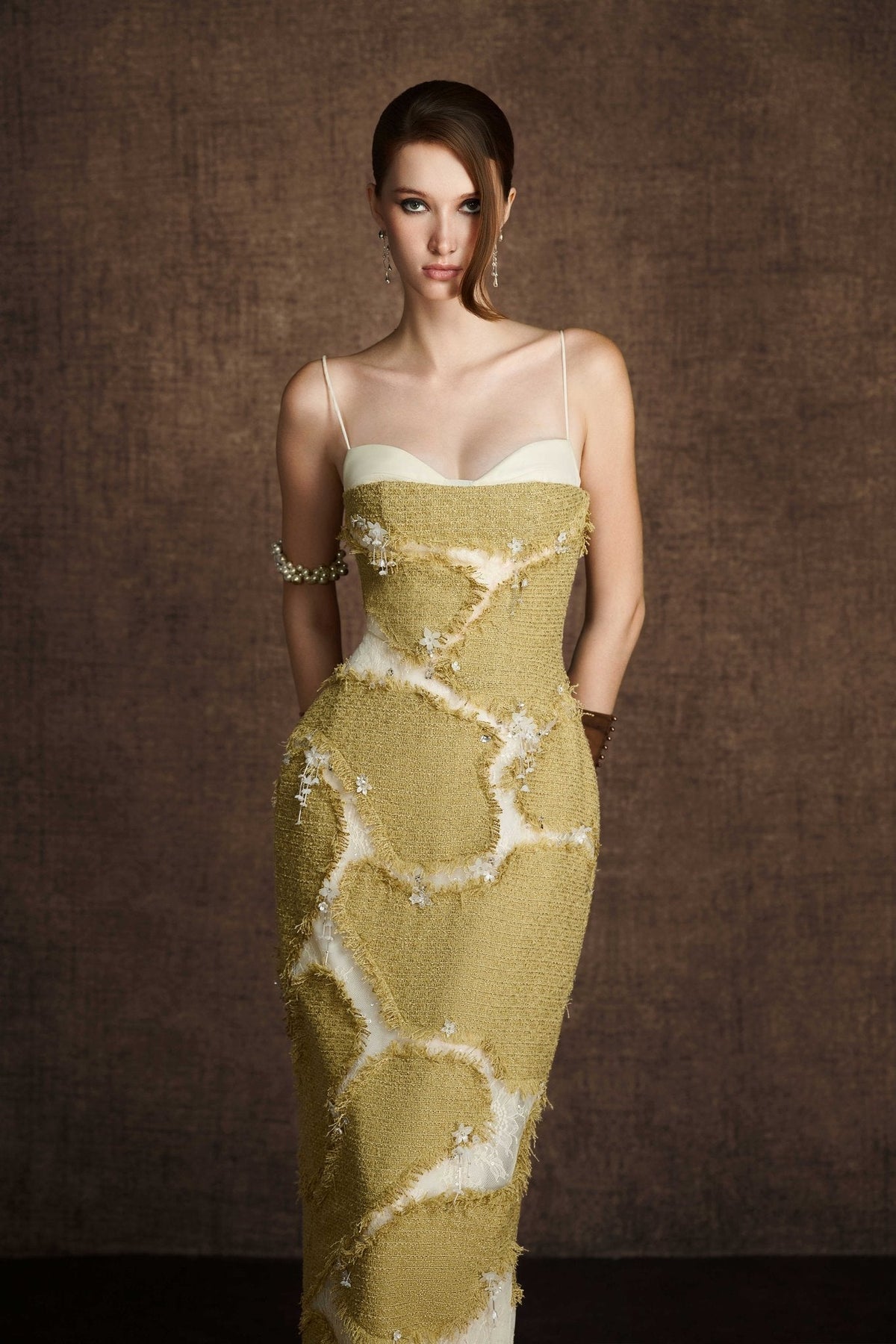 Green Rifted Pencil Dress by Keira Tong