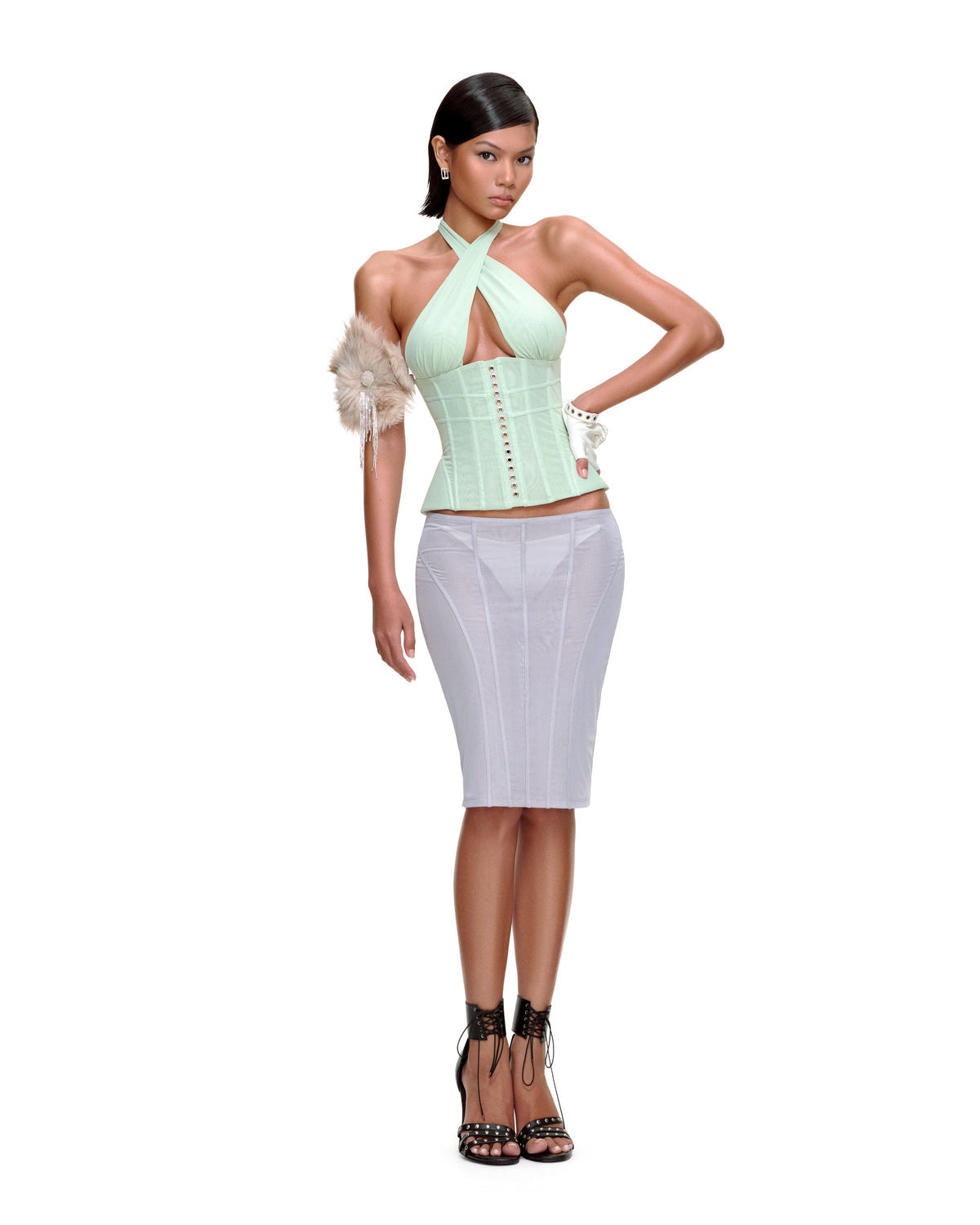 AUBREY MIDI SKIRT (GREY) by BUPBES