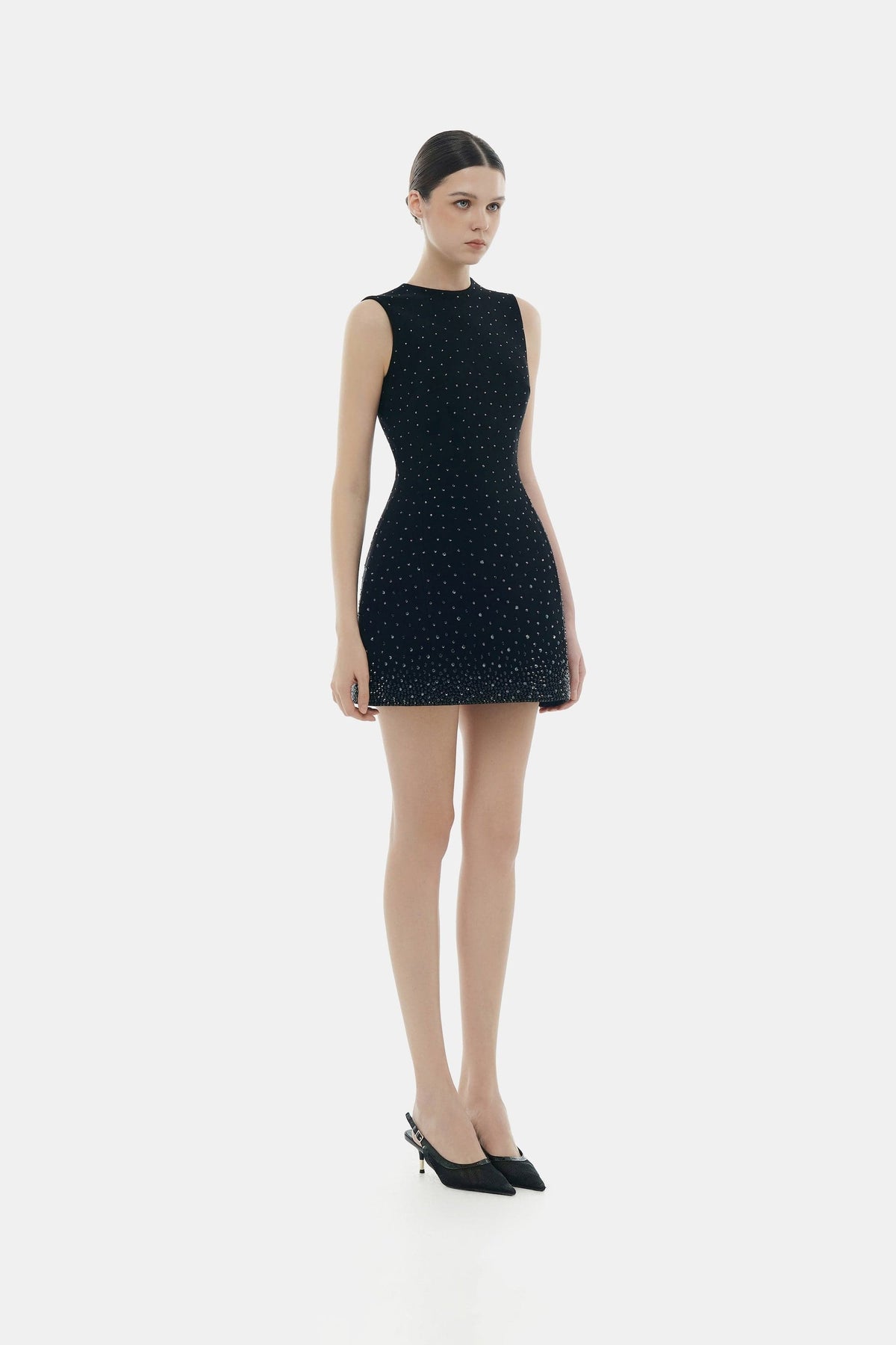 Black Crystal Beaded Mini Dress by Montsand