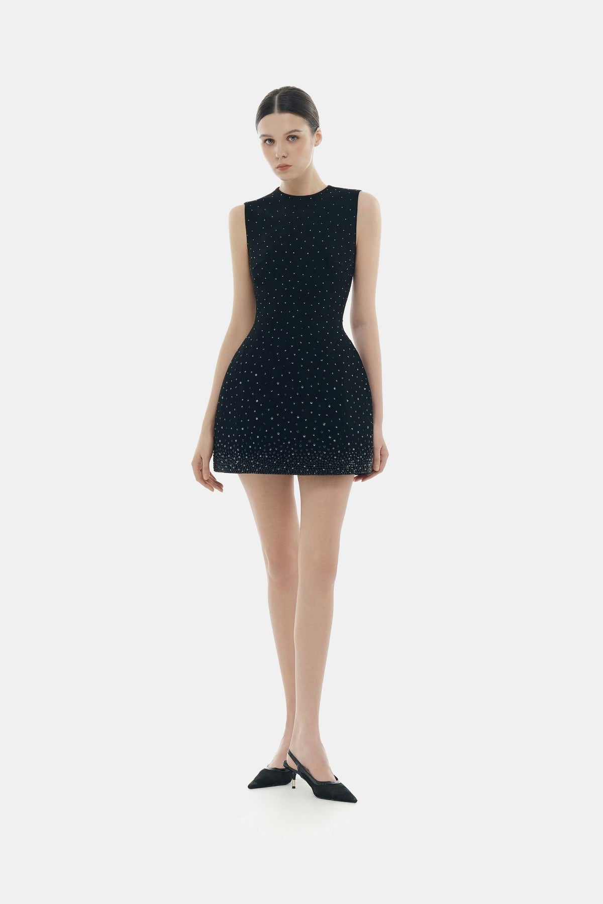 Black Crystal Beaded Mini Dress by Montsand