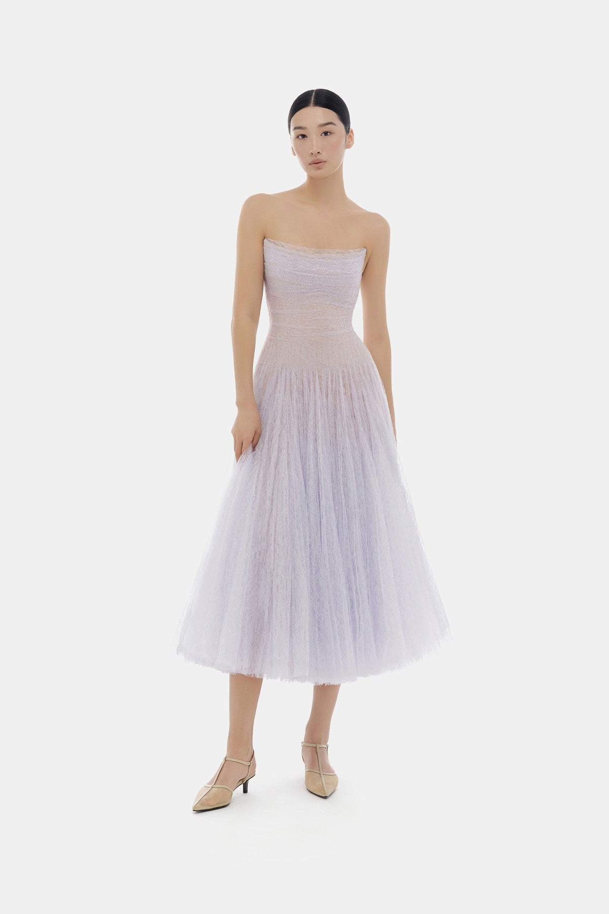 Violet Draped Lace Midi Dress by Montsand