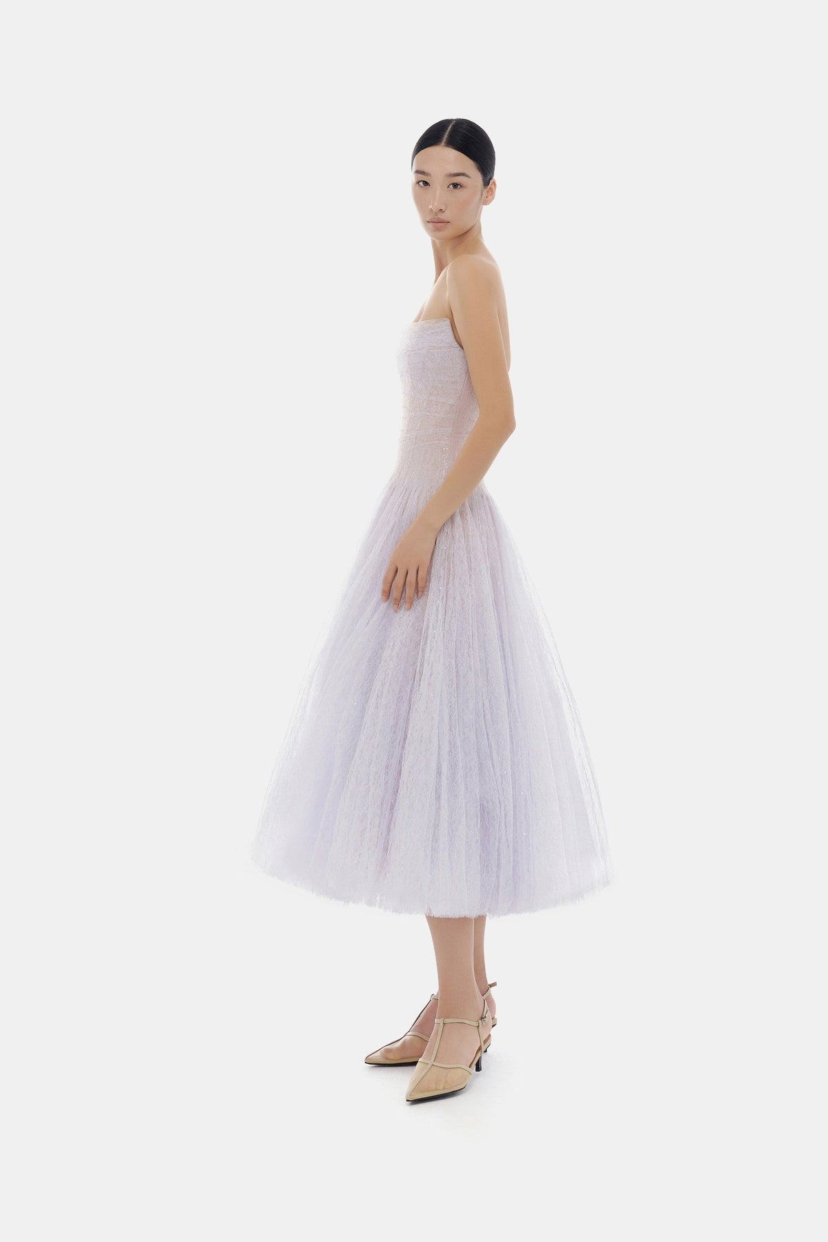 Violet Draped Lace Midi Dress by Montsand