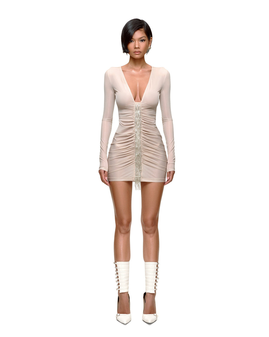 VOSSY MINI DRESS (BEIGE)