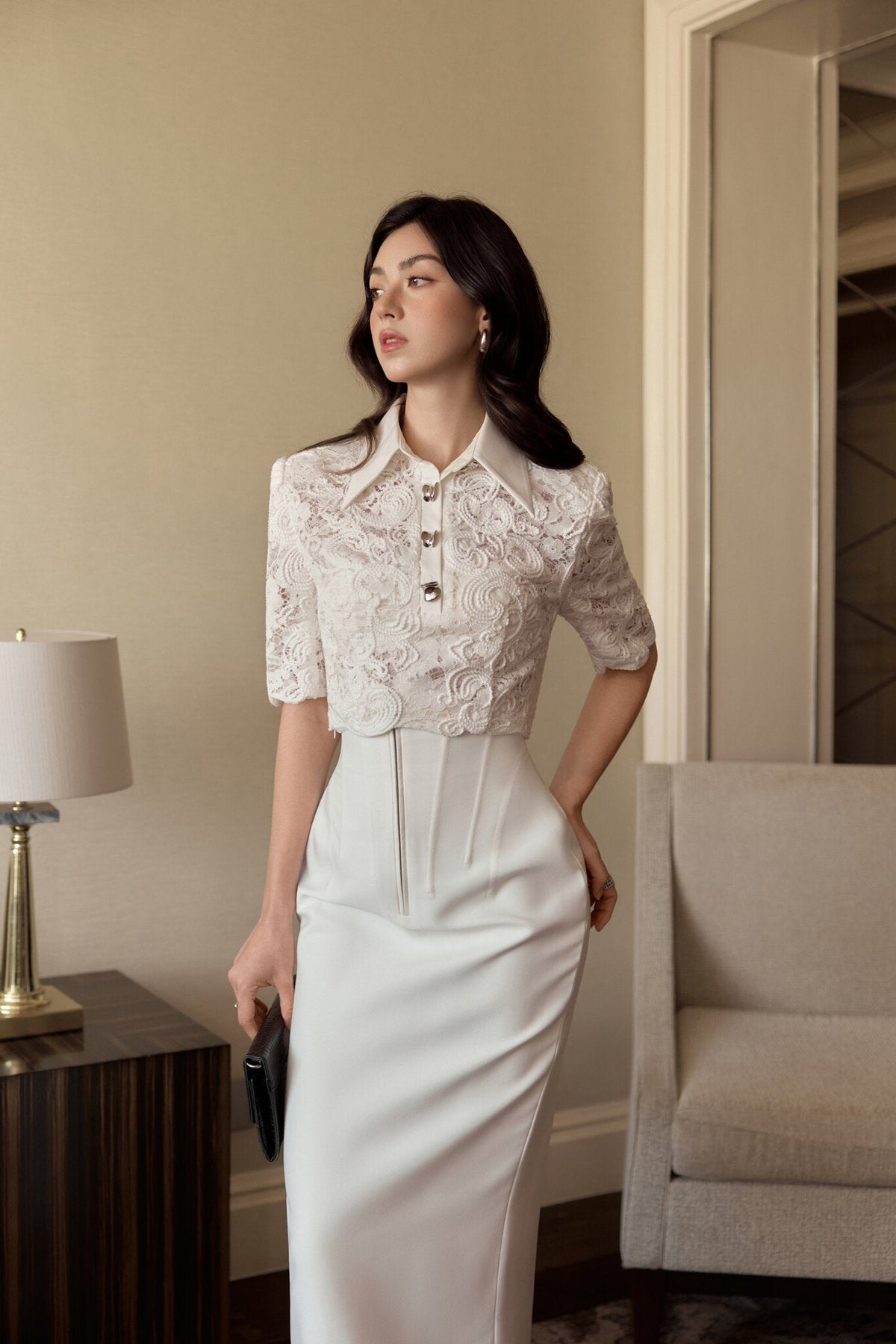 White Gianna Skirt by Keira Tong
