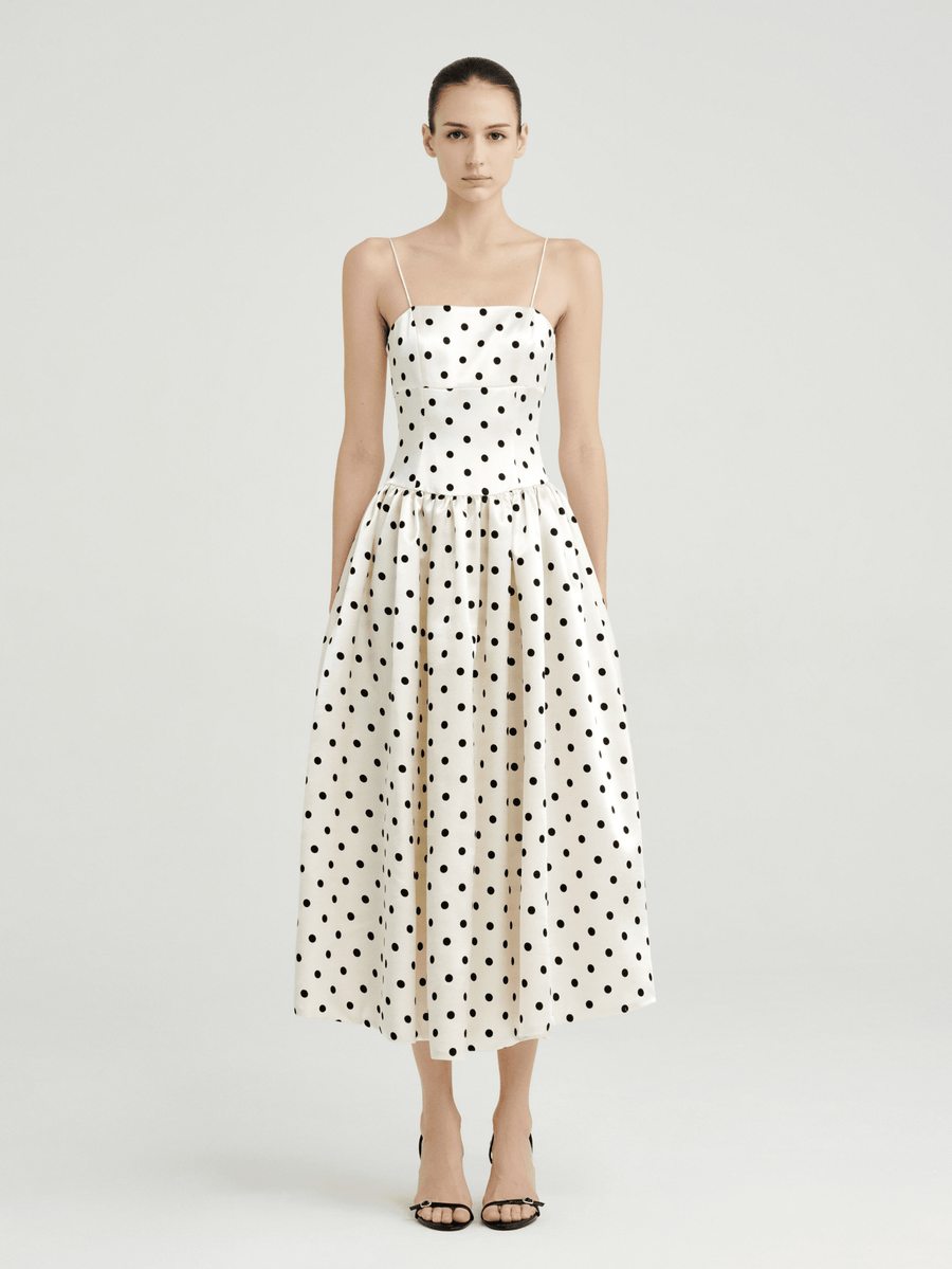 Amélie Polka Dot Satin Dress