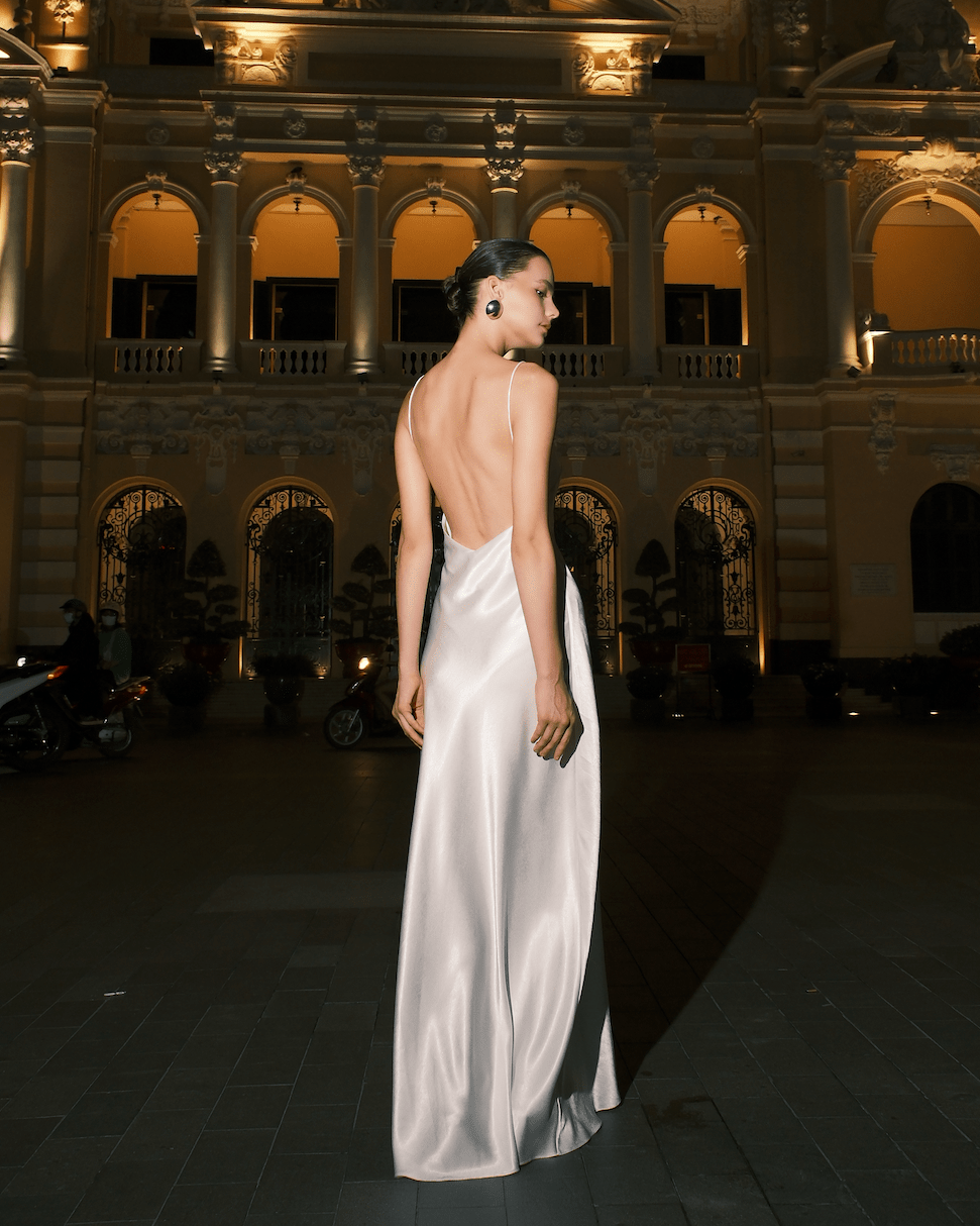 Aurelia Satin Drape Gown by COCOSIN