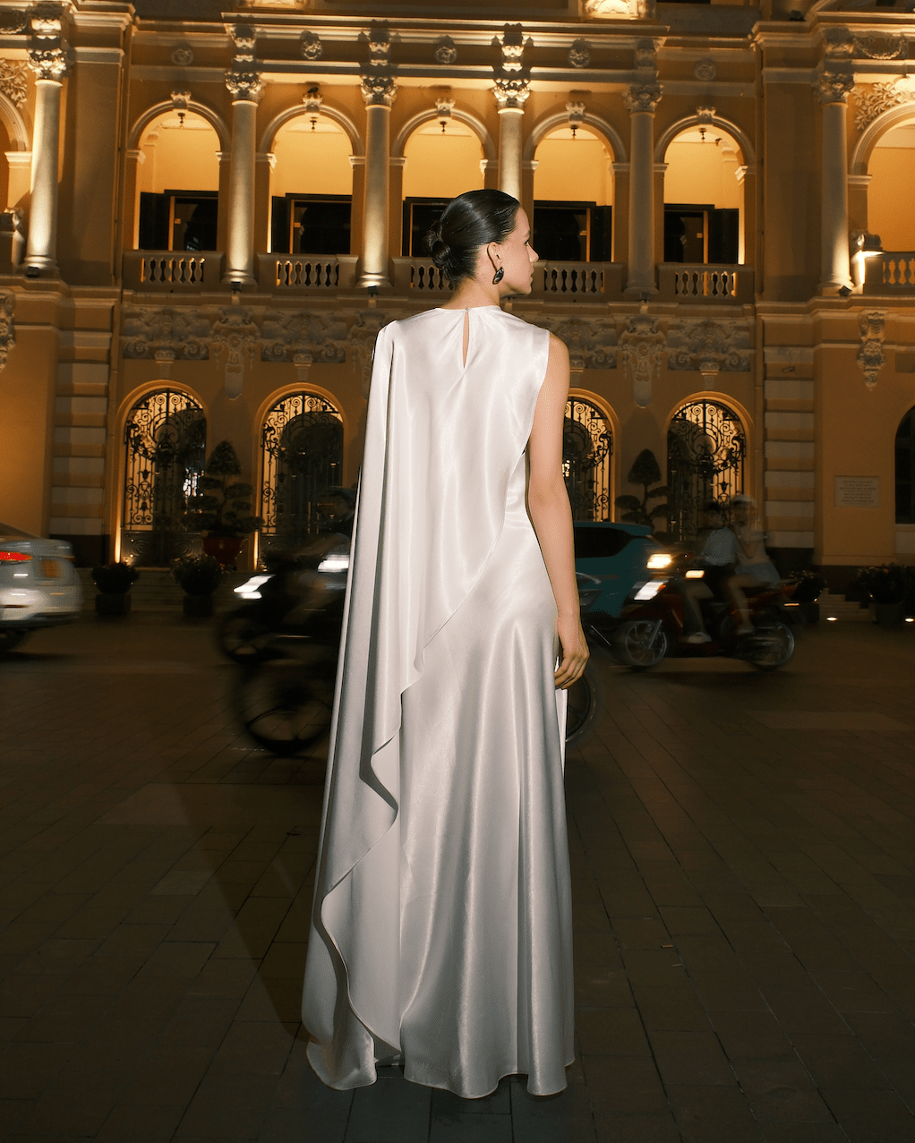 Aurelia Satin Drape Gown by COCOSIN