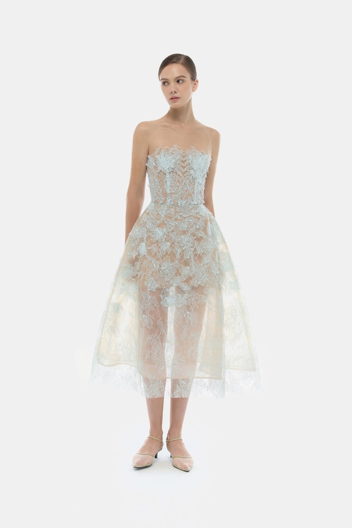 Baby Blue Beaded Lace Dress by Montsand