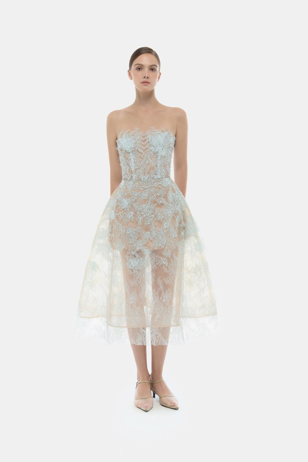 Baby Blue Beaded Lace Dress by Montsand
