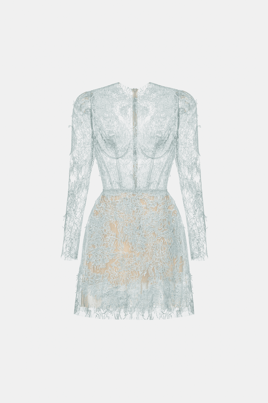 Baby Blue Beaded Lace Mini Dress