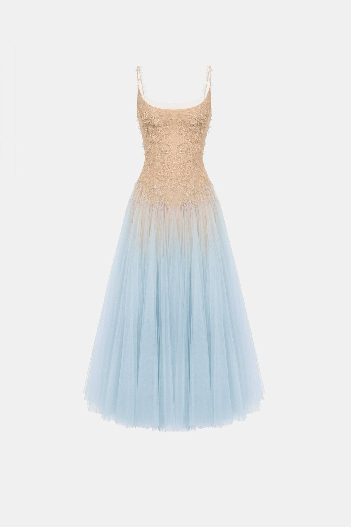 Baby Blue Ombre Lace Midi Dress by Montsand