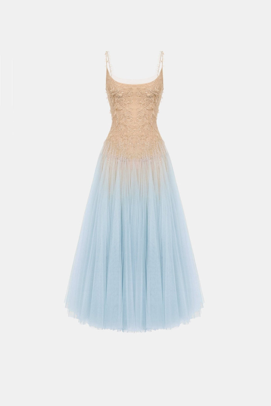 Baby Blue Ombre Lace Midi Dress