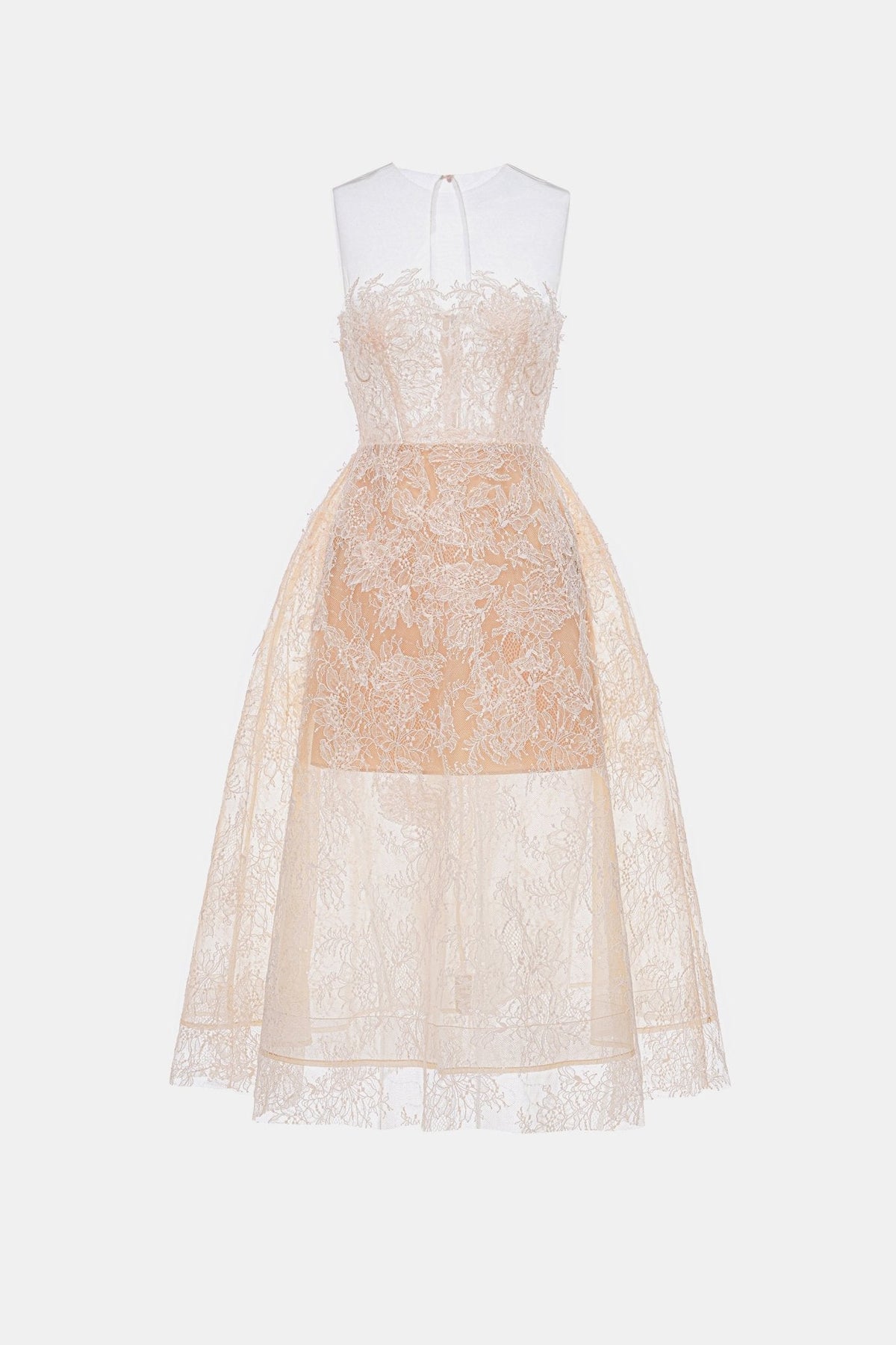 Baby Pink Beaded Lace Dress by Montsand