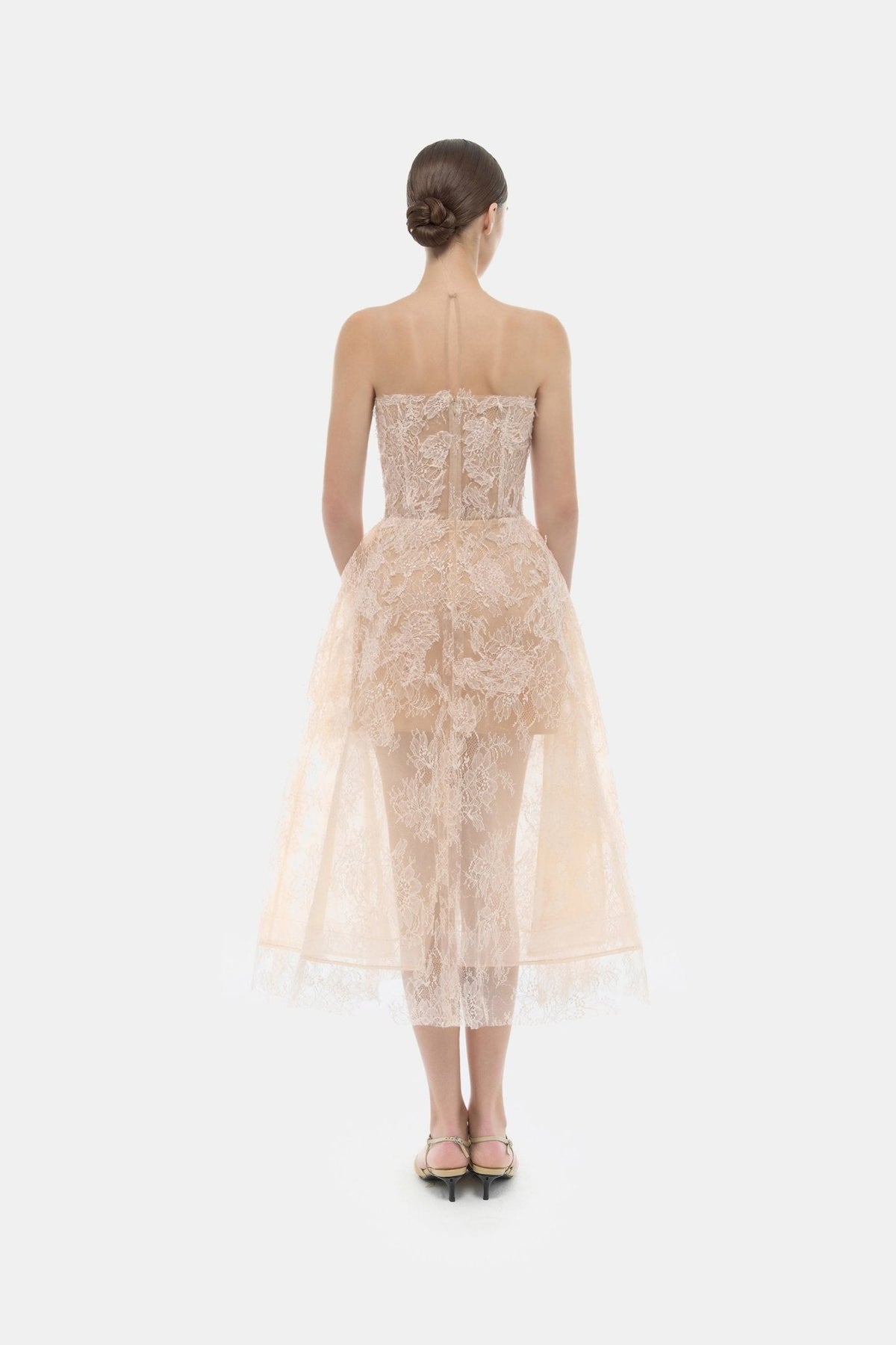 Baby Pink Beaded Lace Dress by Montsand