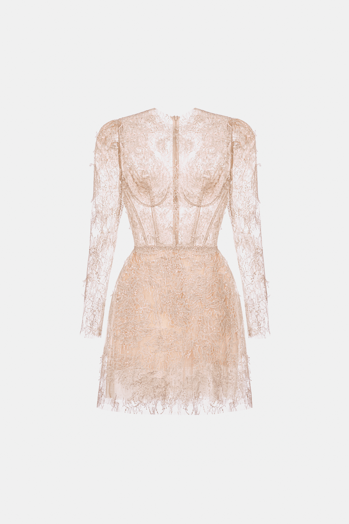 Baby Pink Beaded Lace Mini Dress by Montsand