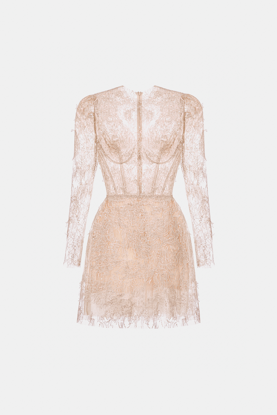 Baby Pink Beaded Lace Mini Dress