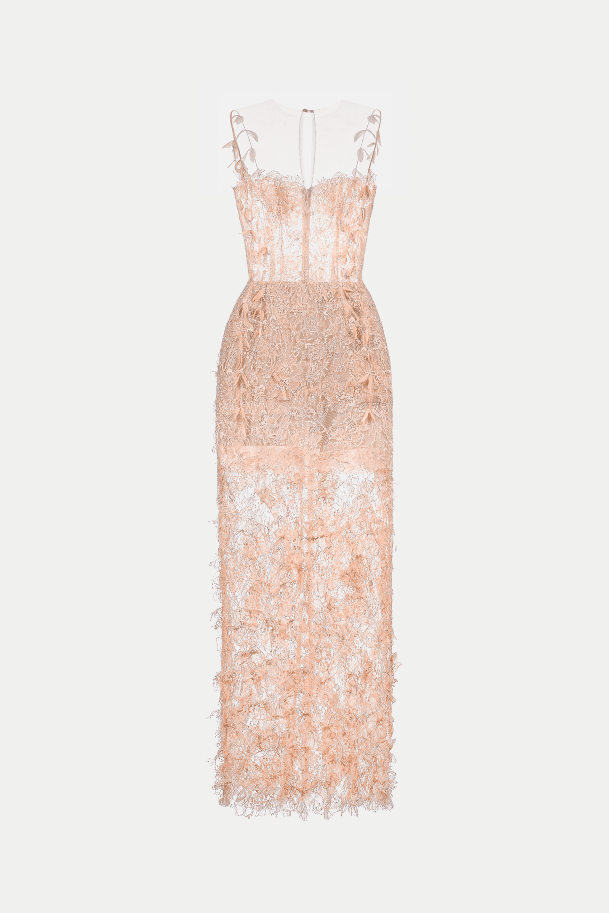 Baby Pink Beaded Lace Pencil Dress by Montsand