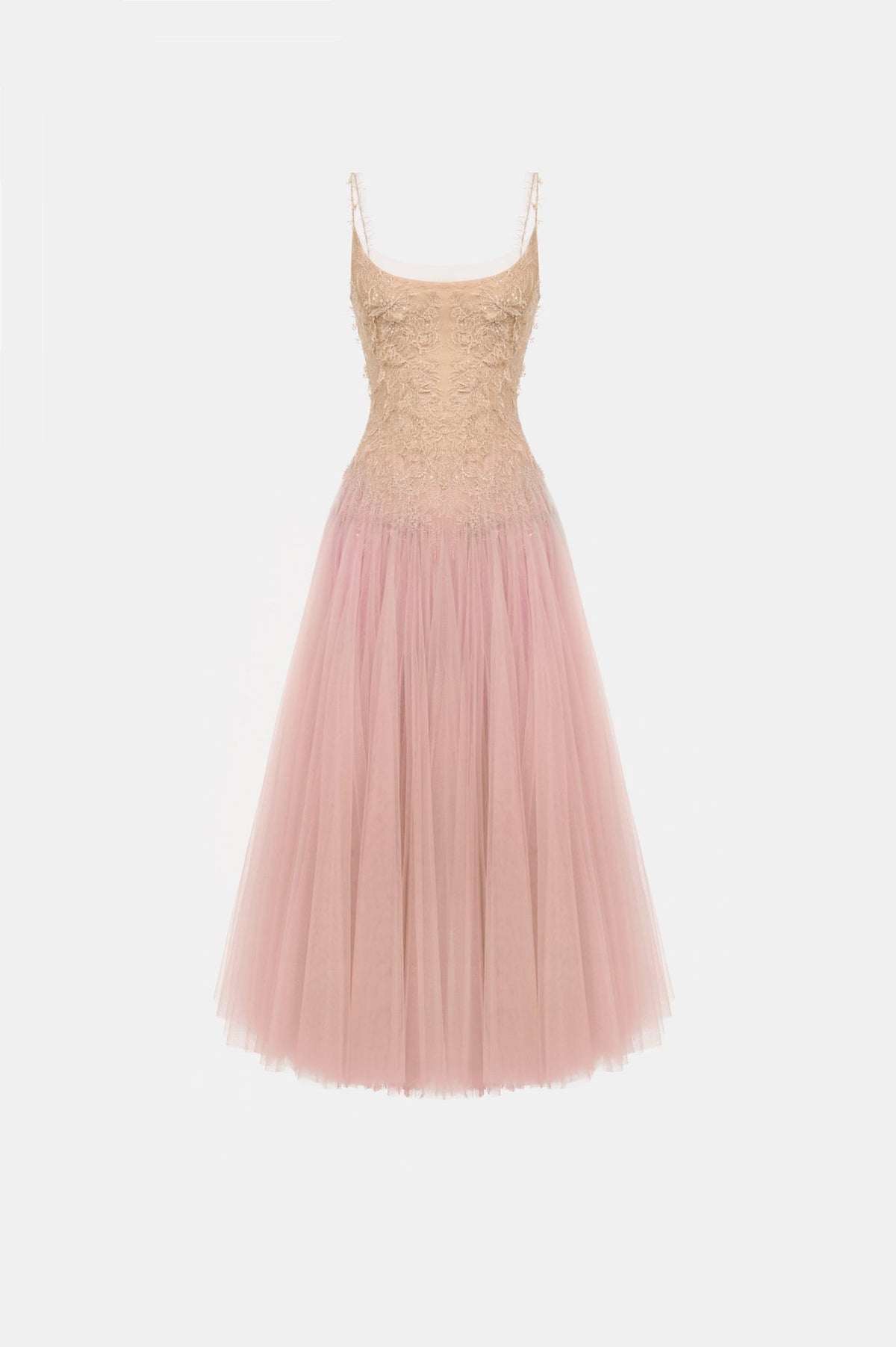 Baby Pink Ombre Lace Midi Dress by Montsand