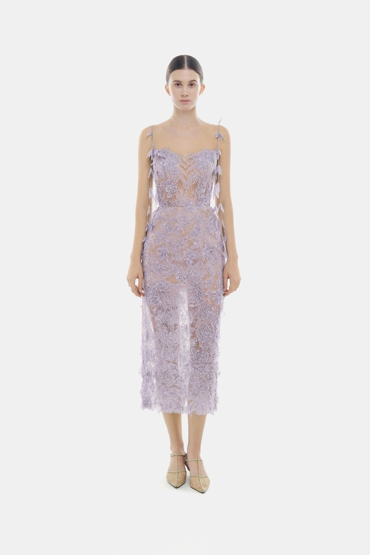 Baby Violet Beaded Lace Pencil Dress by Montsand