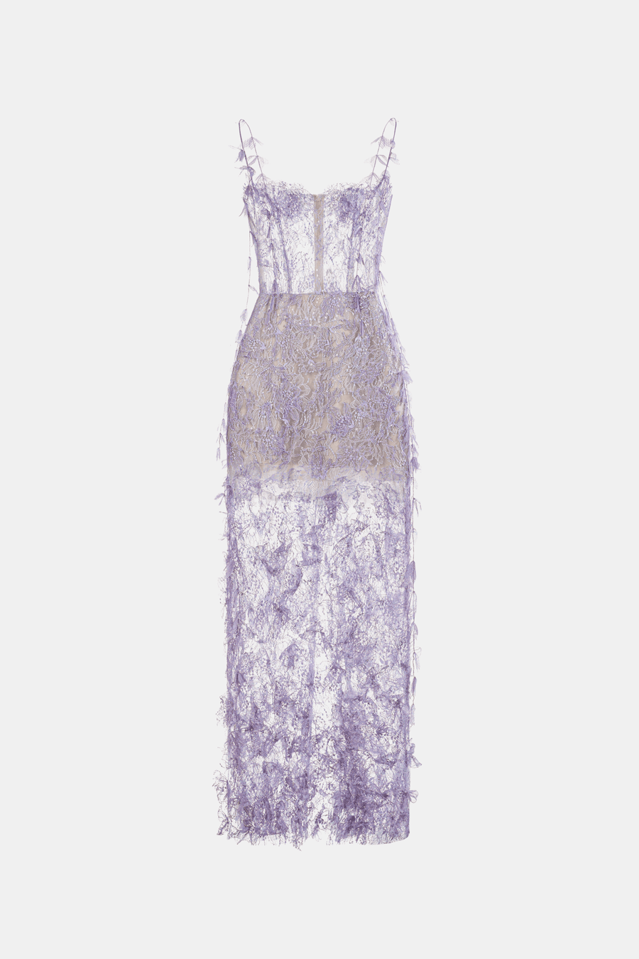 Baby Violet Beaded Lace Pencil Dress