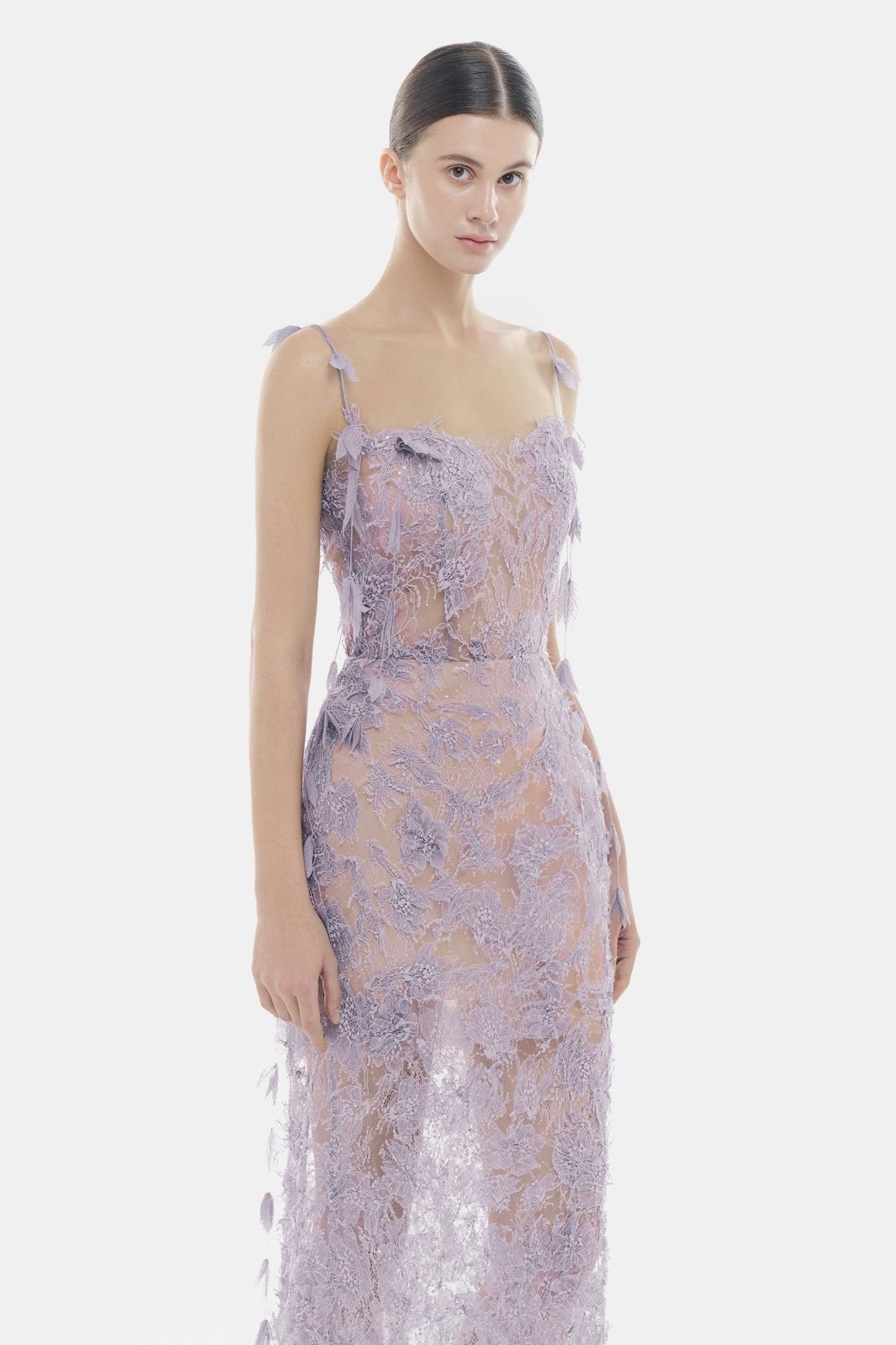 Baby Violet Beaded Lace Pencil Dress by Montsand