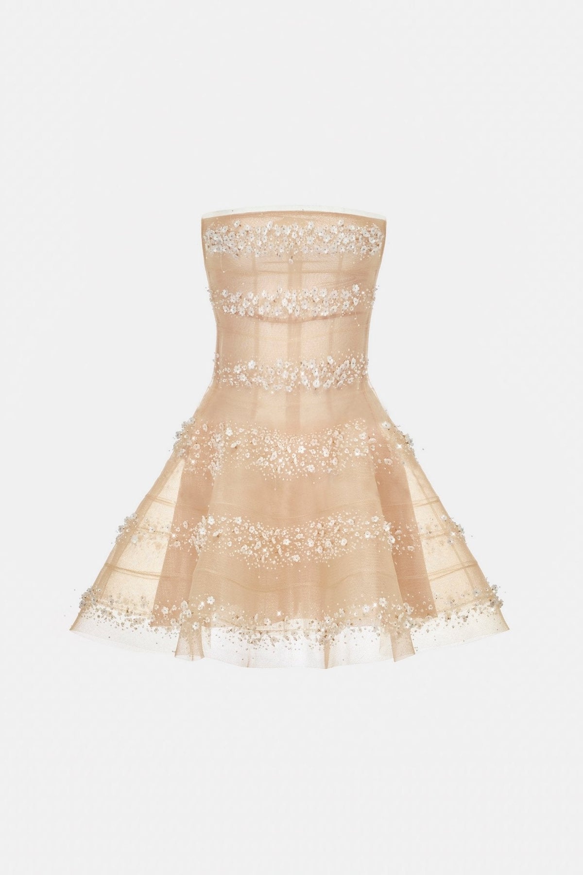 Beige 3D Floral Skater Dress by Montsand