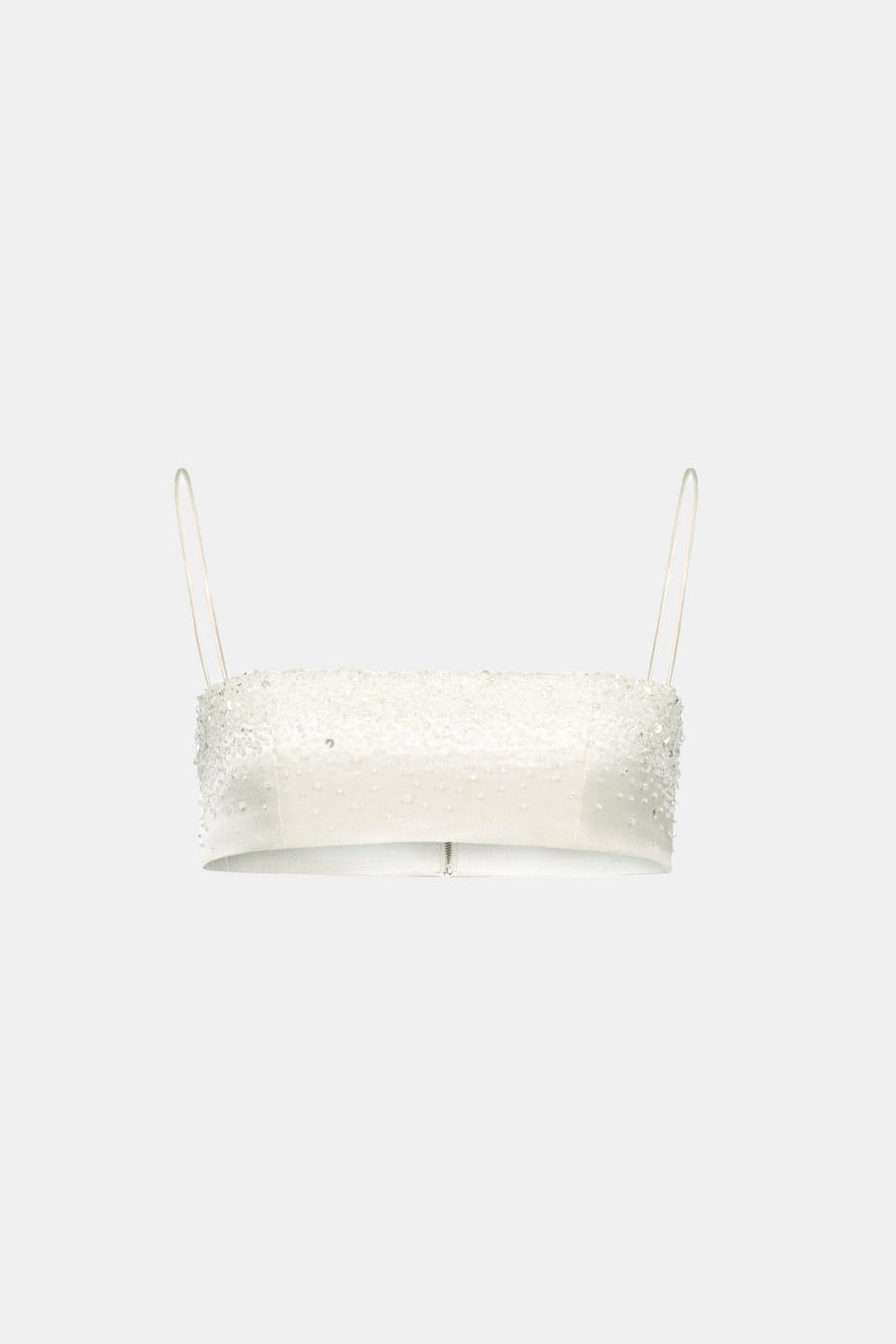 Beige Crystal Beaded Silk Bandeau