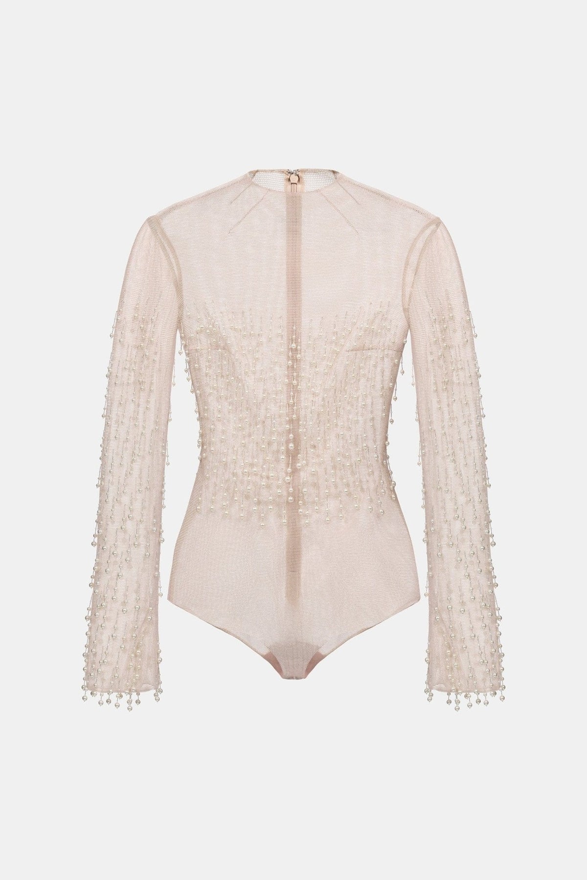 Beige Faux Pearl Longsleeve Top by Montsand
