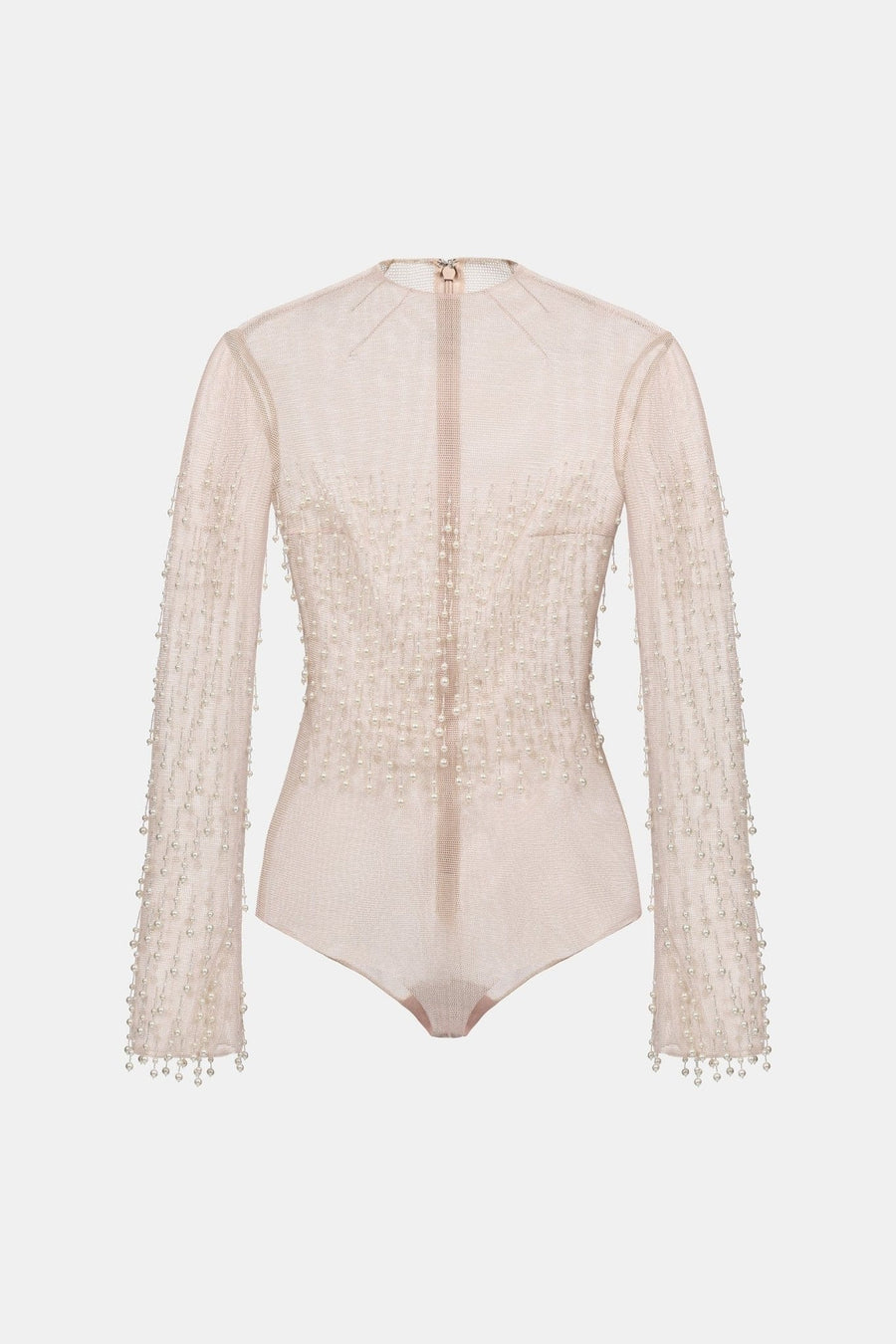 Beige Faux Pearl Longsleeve Top