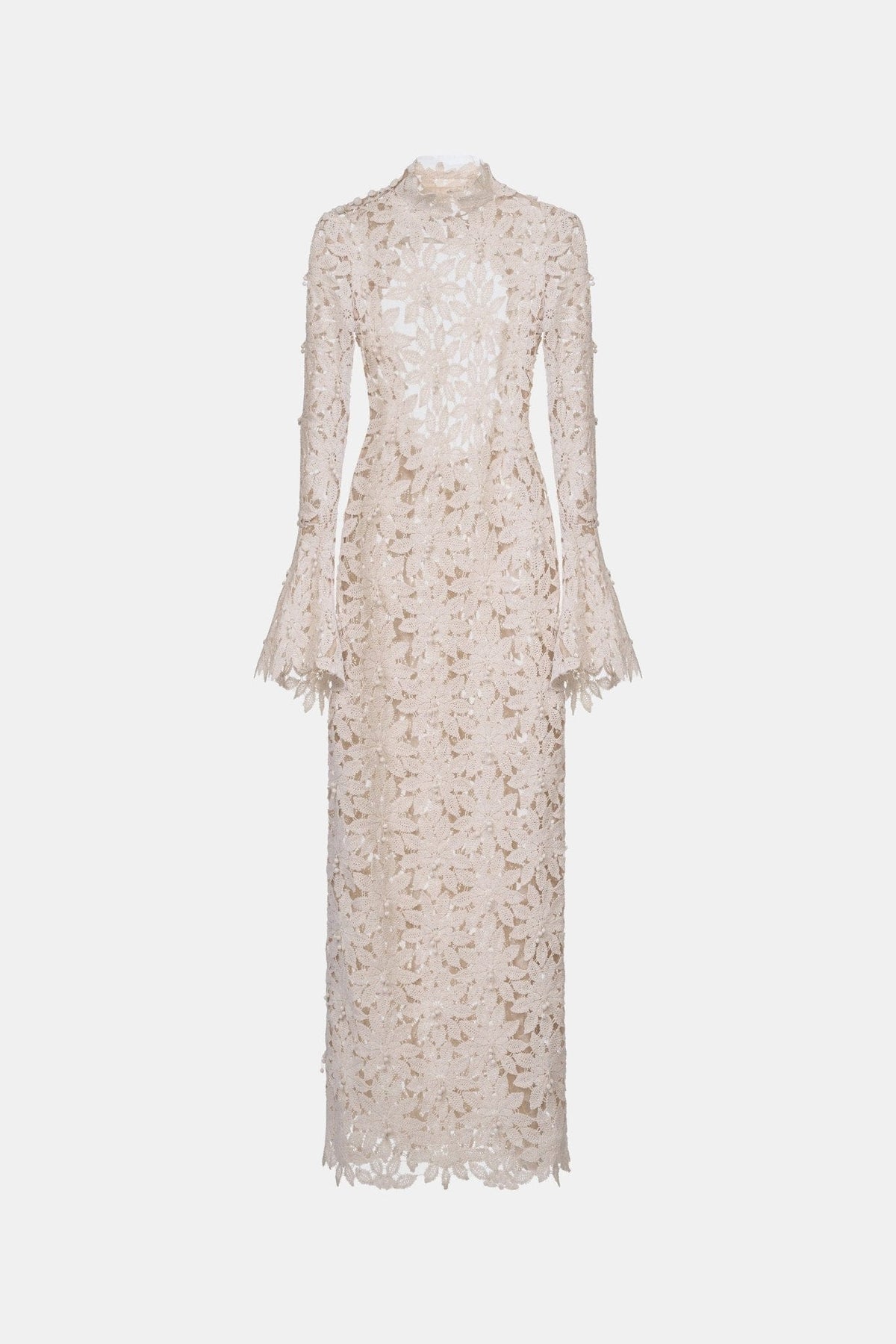 Beige Floral Lace Maxi Dress by Montsand