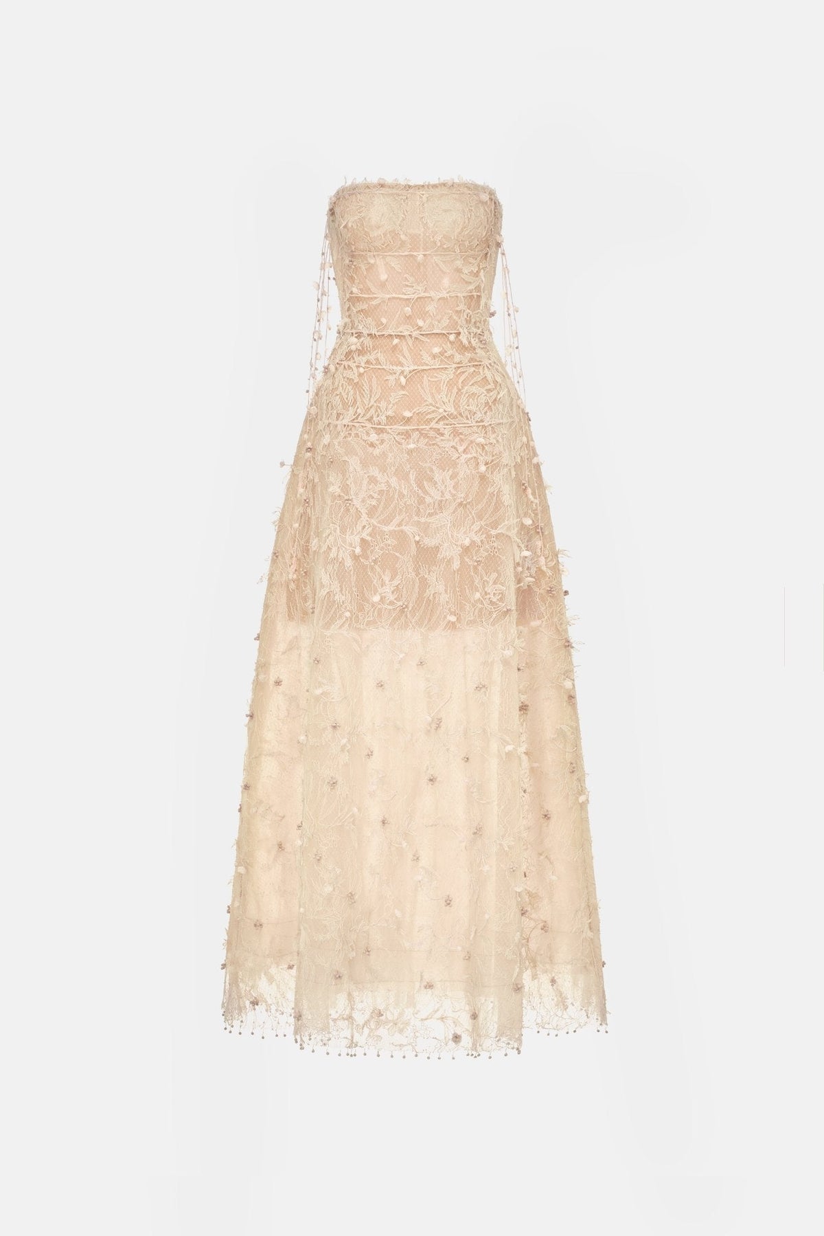 Beige Floral String Maxi Dress by Montsand