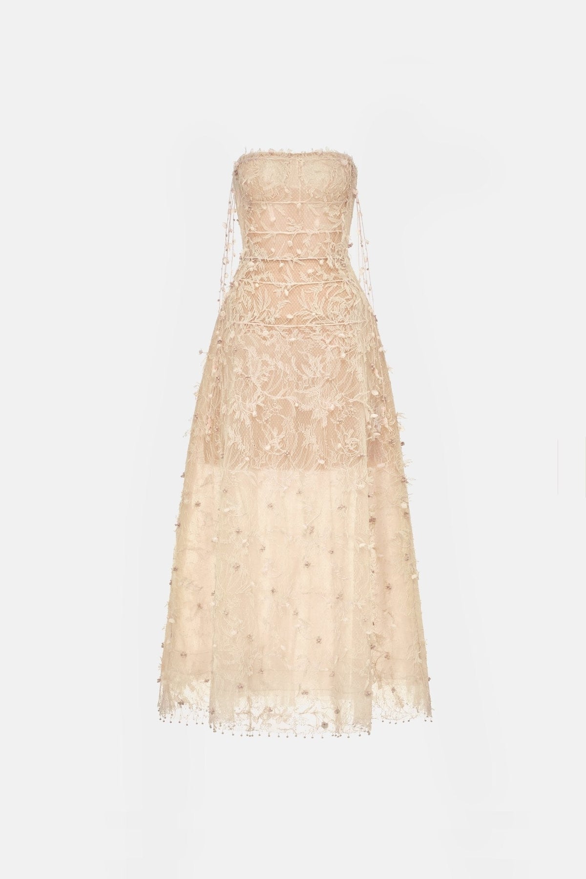 Beige Floral String Midi Dress by Montsand