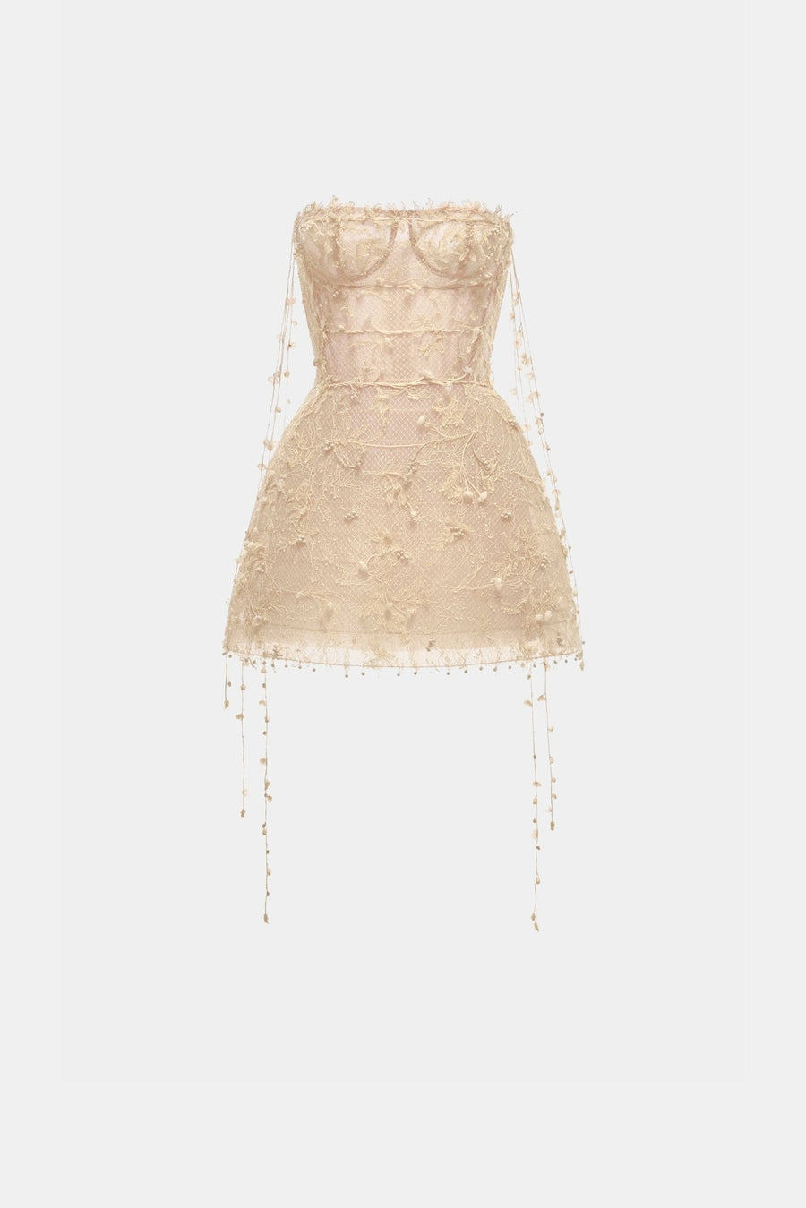 Beige Floral String Mini Dress
