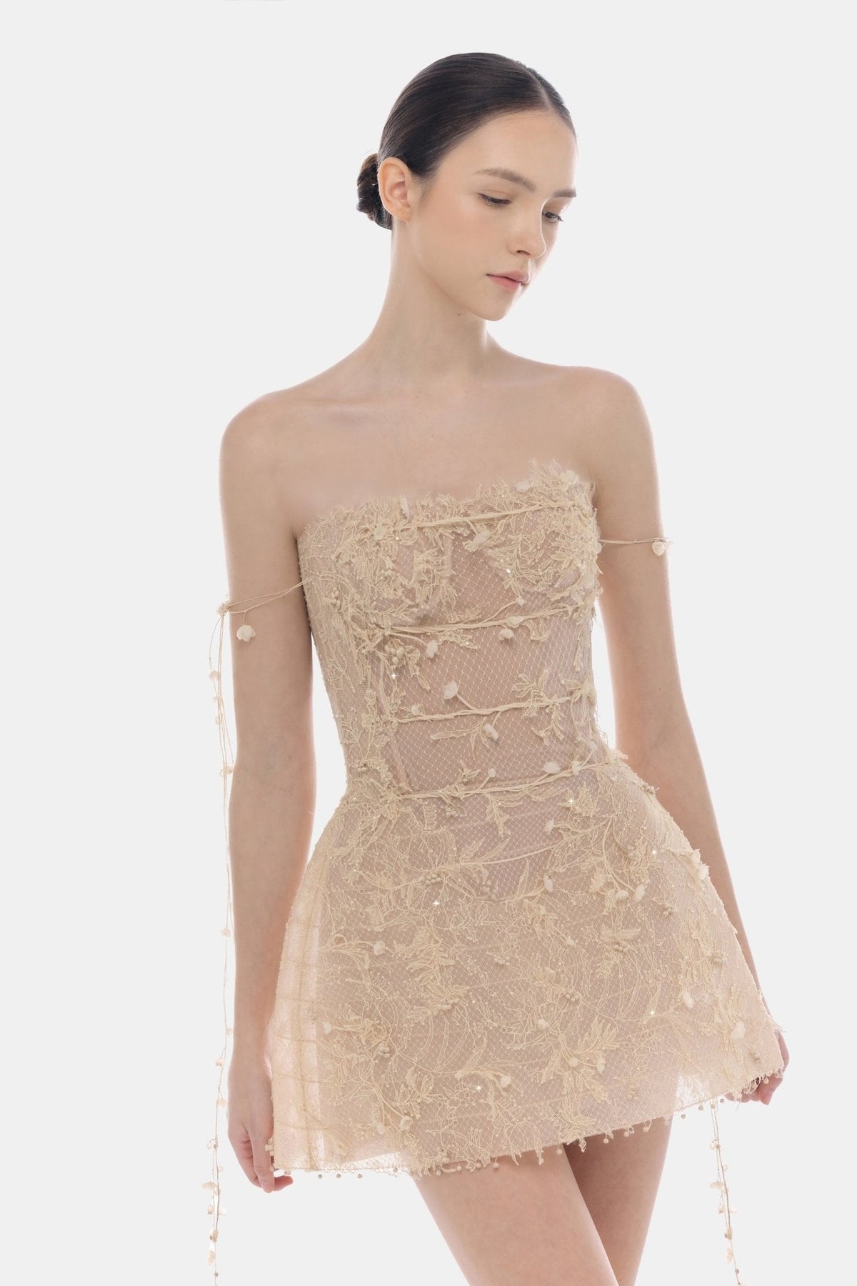 Beige Floral String Mini Dress by Montsand