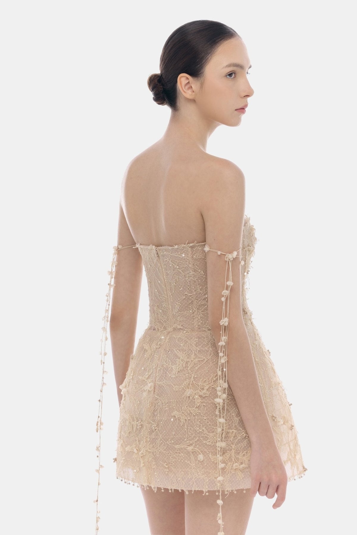 Beige Floral String Mini Dress by Montsand