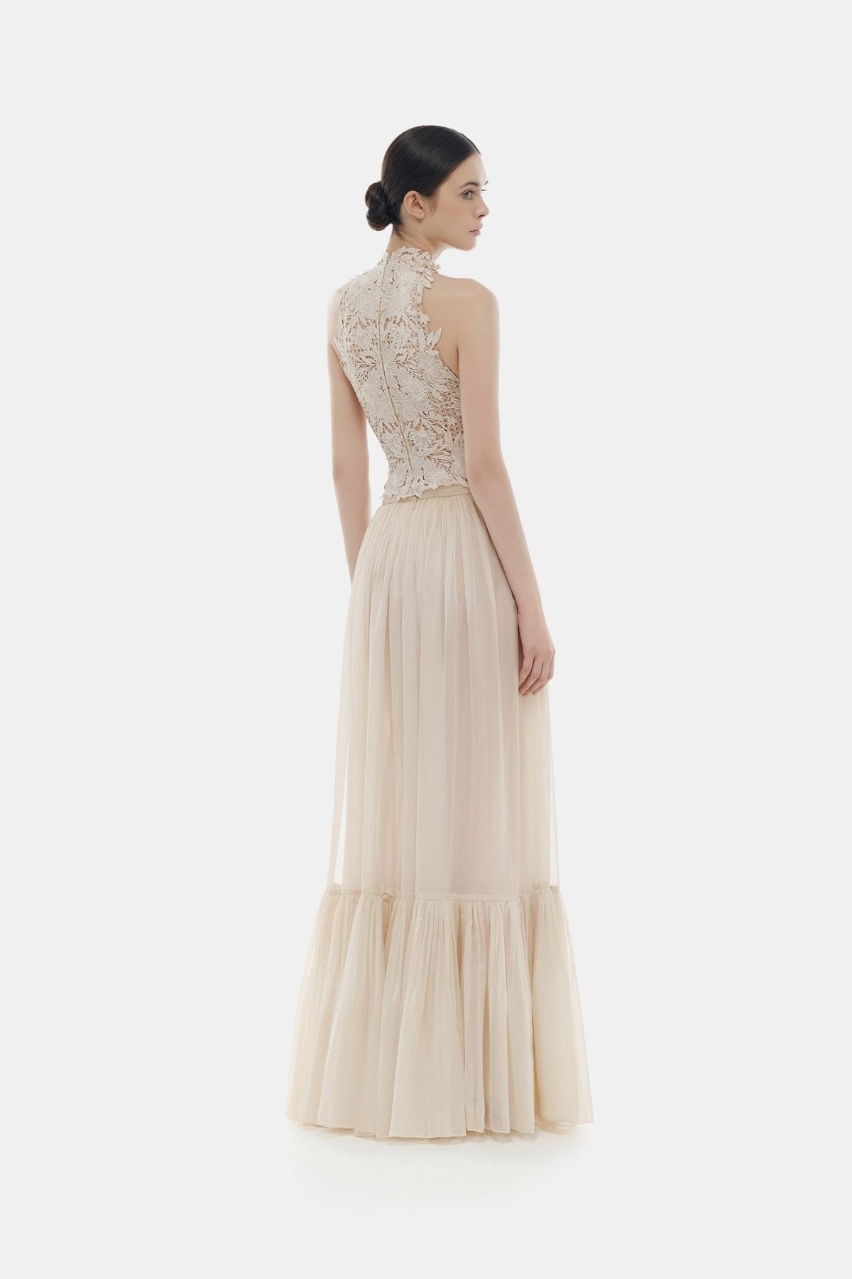 Beige Layered Maxi Skirt by Montsand