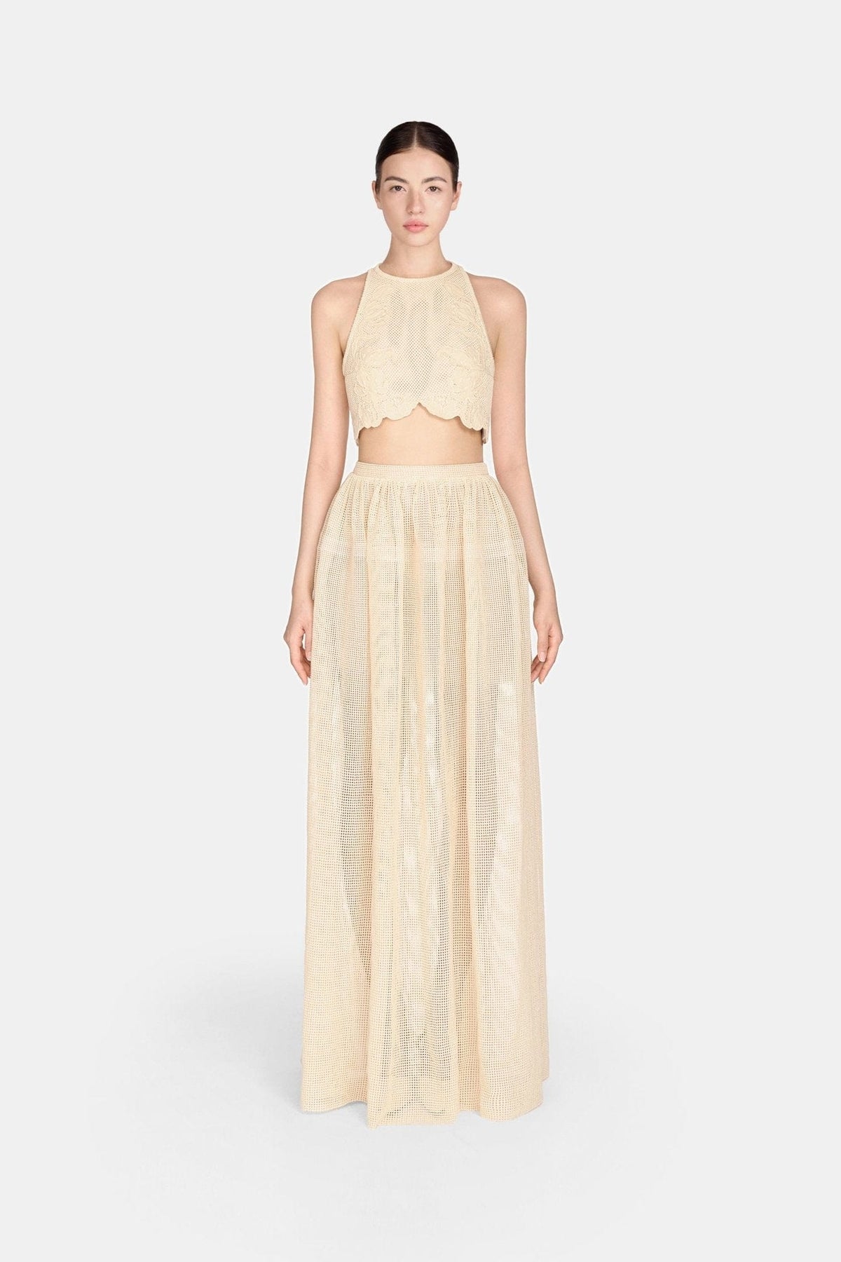 Beige Mesh Skirt by Montsand