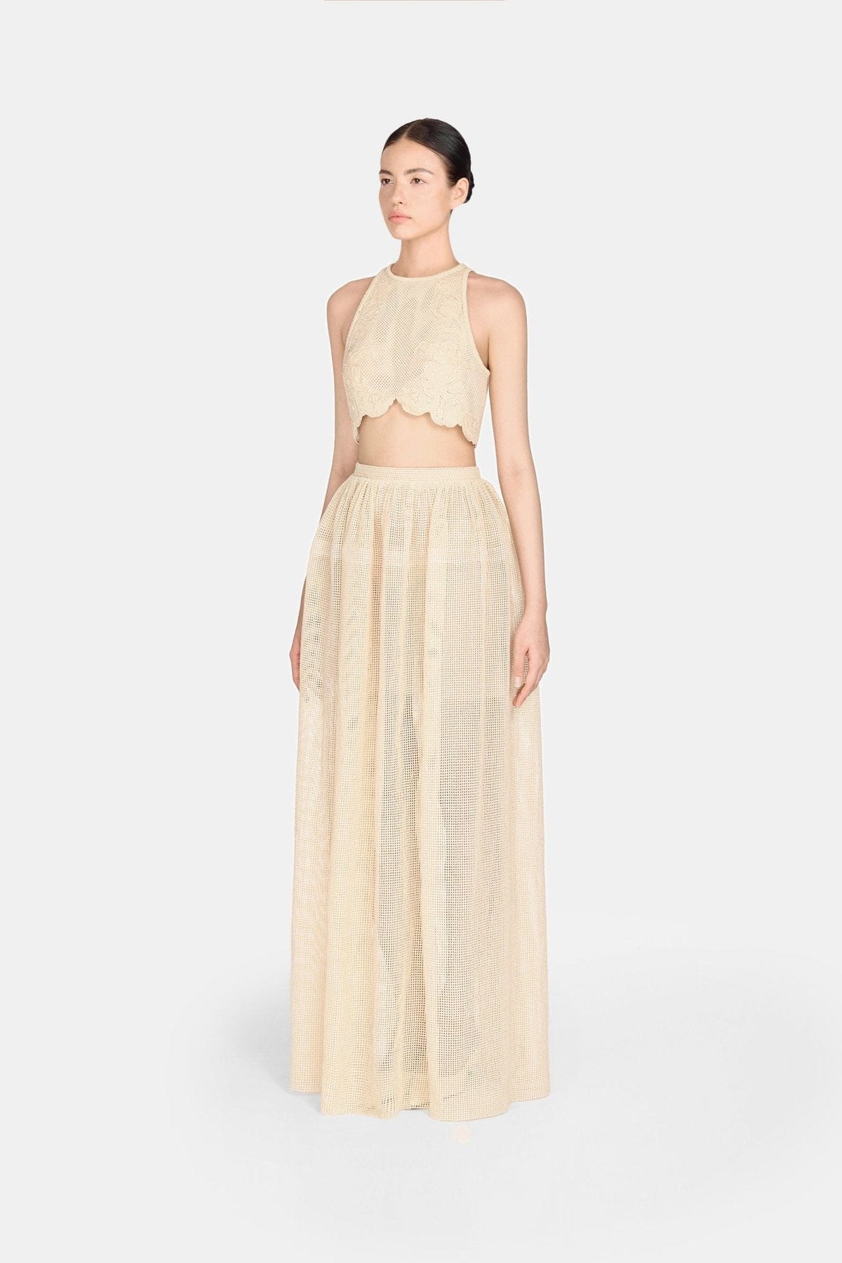 Beige Mesh Skirt by Montsand