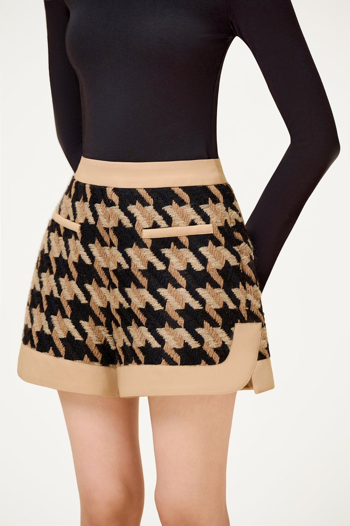 Black and Brown  Houndstooth Shorts by Montsand